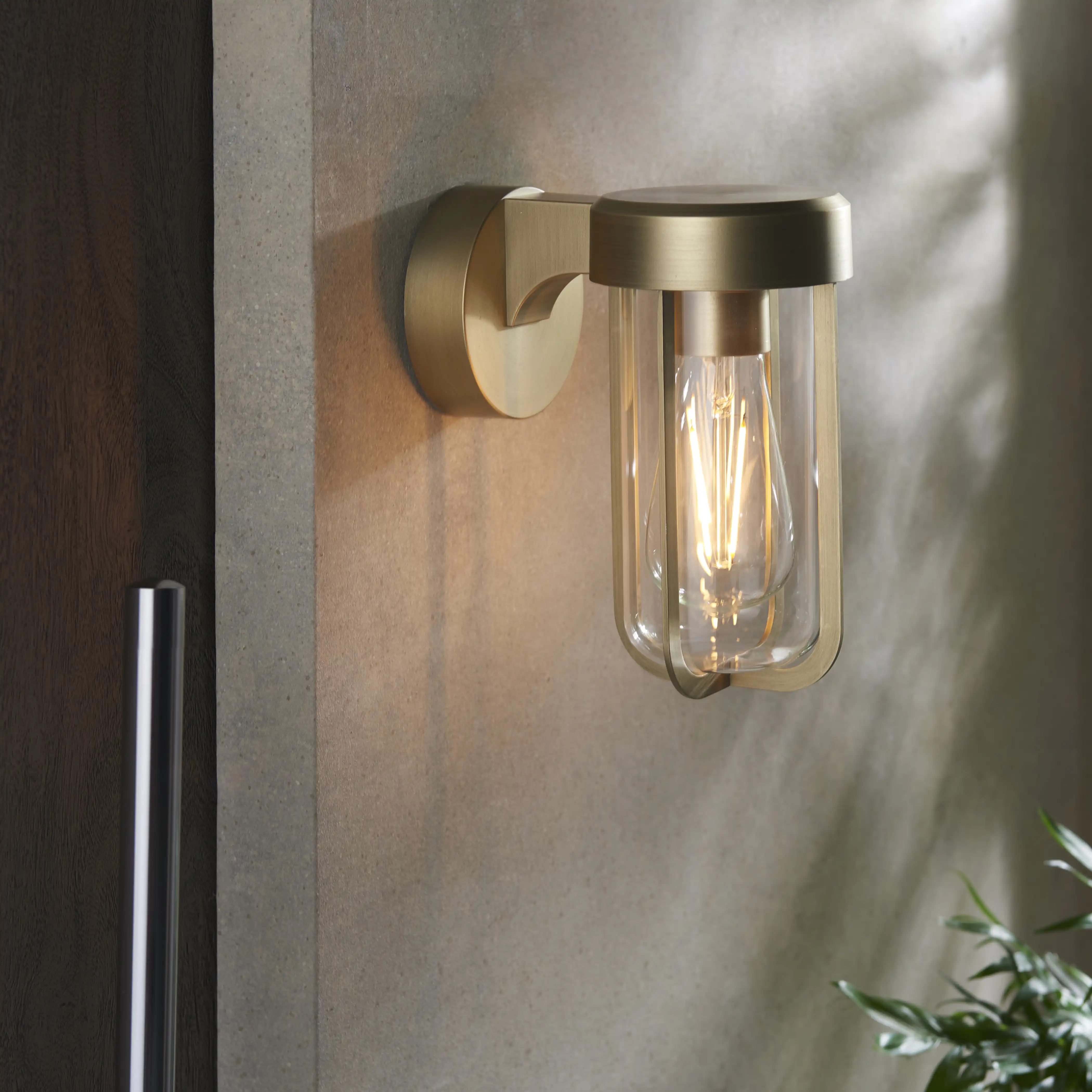 Truro Outdoor Wall Light | Frosted Glass & Brushed Brass - Image 2