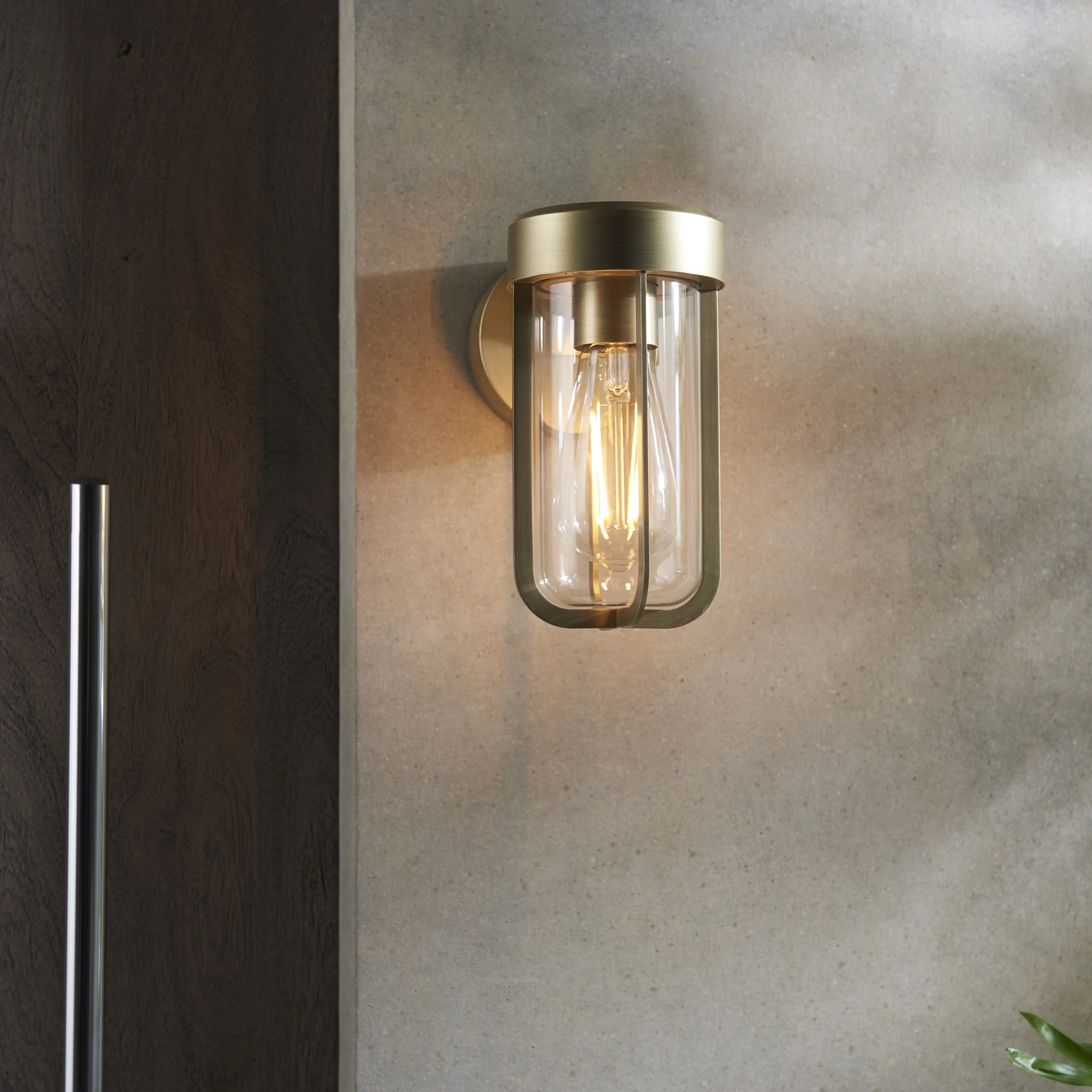 Truro Outdoor Wall Light | Frosted Glass & Brushed Brass - Image 3