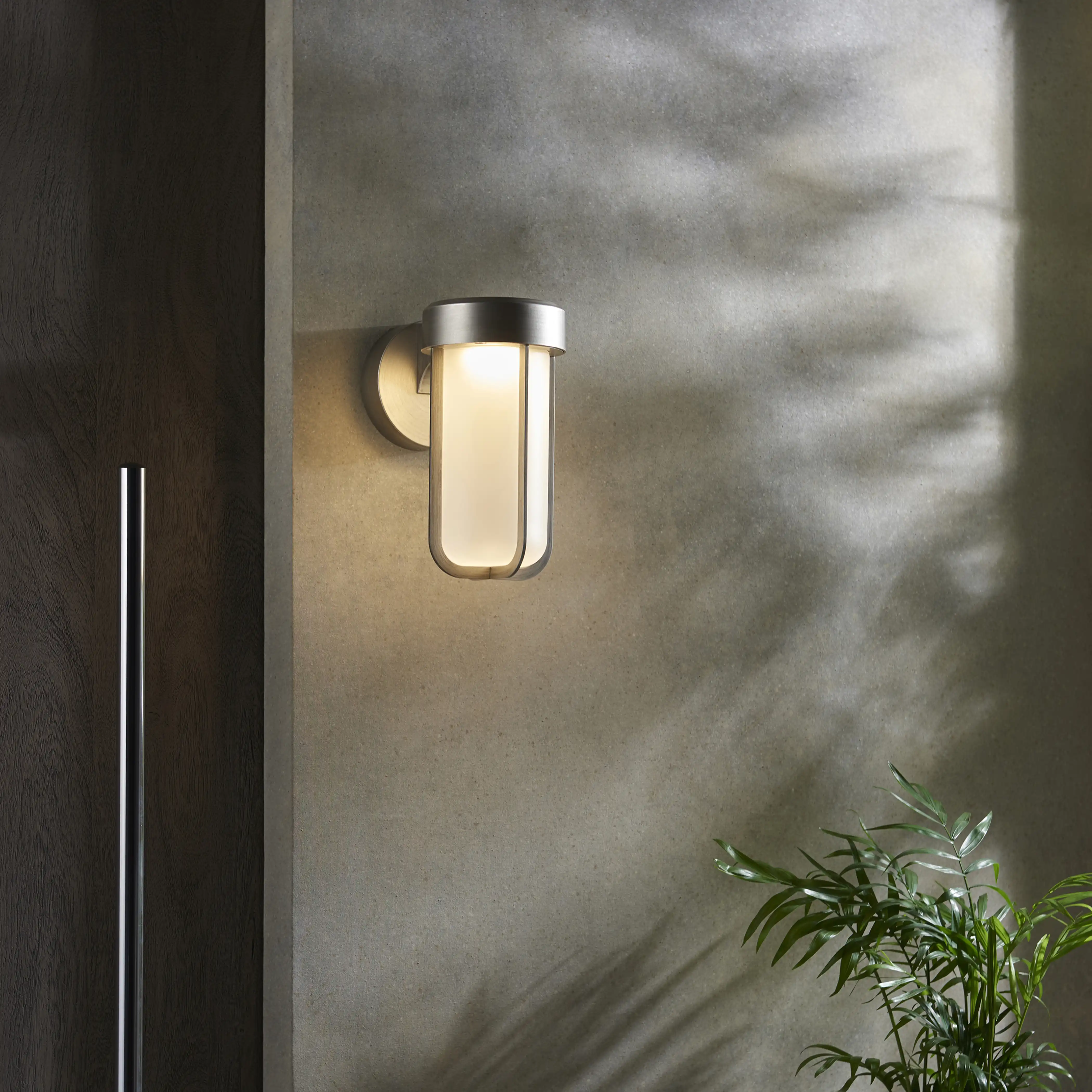 Truro Outdoor Wall Light | Frosted Glass & Brushed Chrome - Image 2