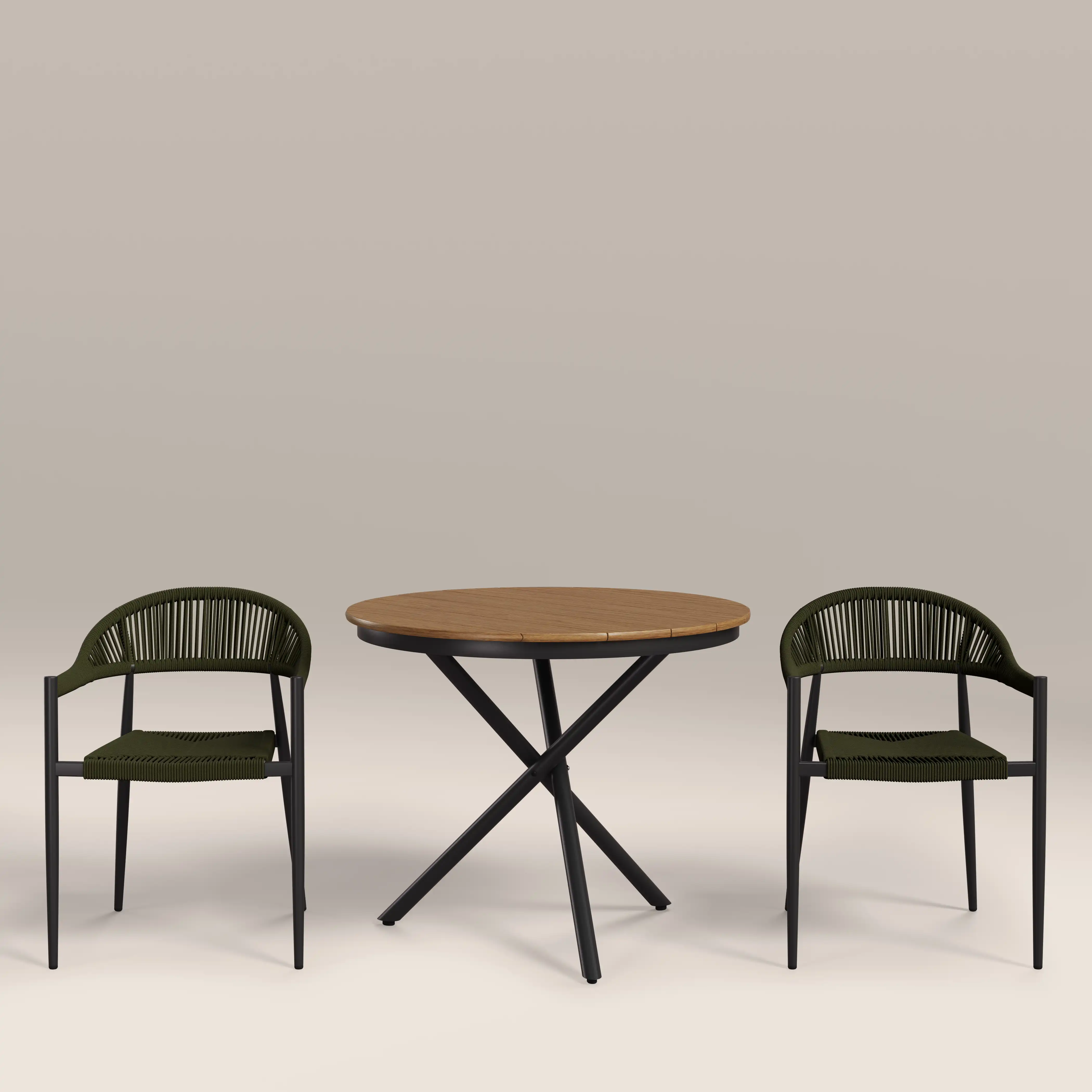 Tullio 2 Seat Garden Bistro Set |  Oak & Olive Green - Image 3