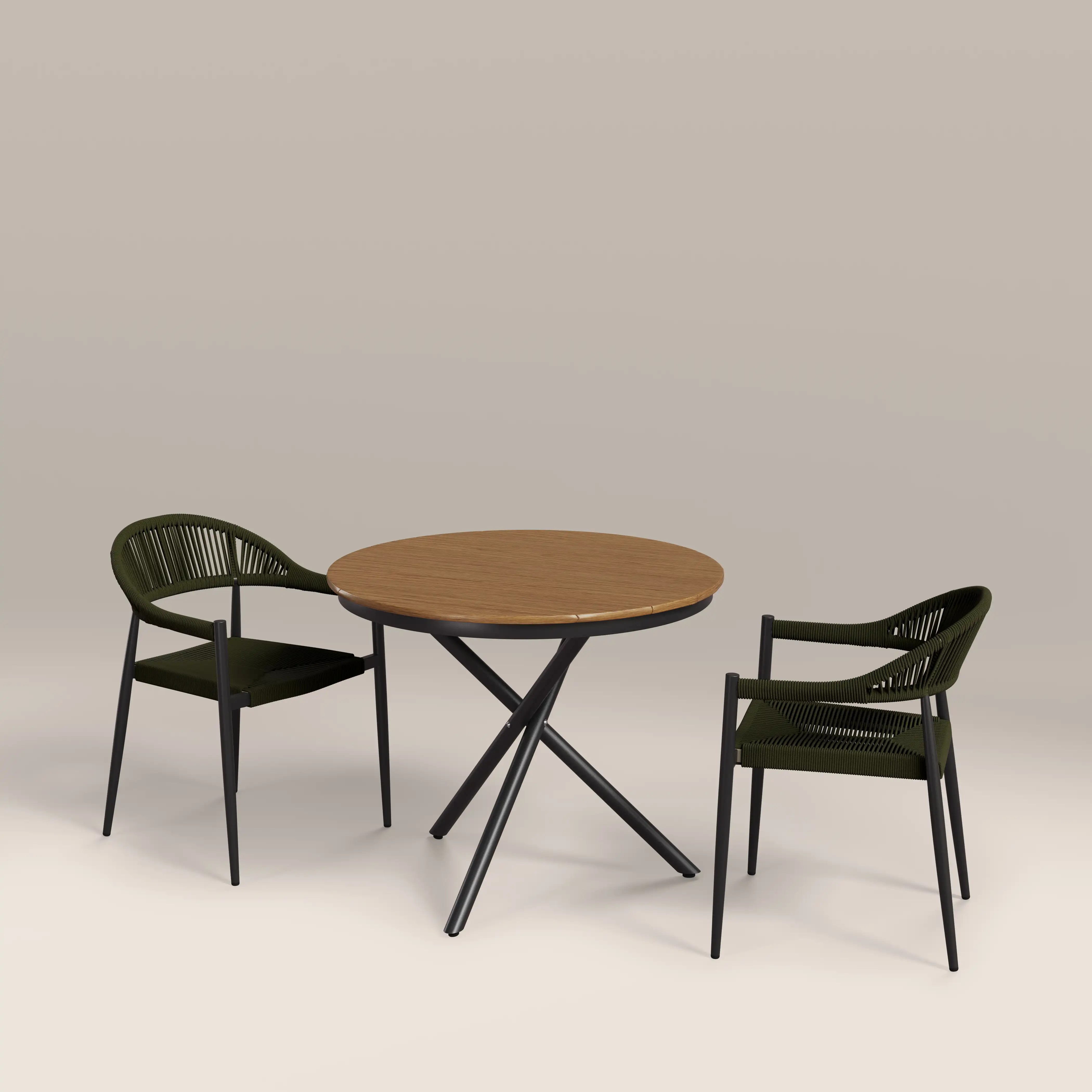 Tullio 2 Seat Garden Bistro Set |  Oak & Olive Green - Image 4