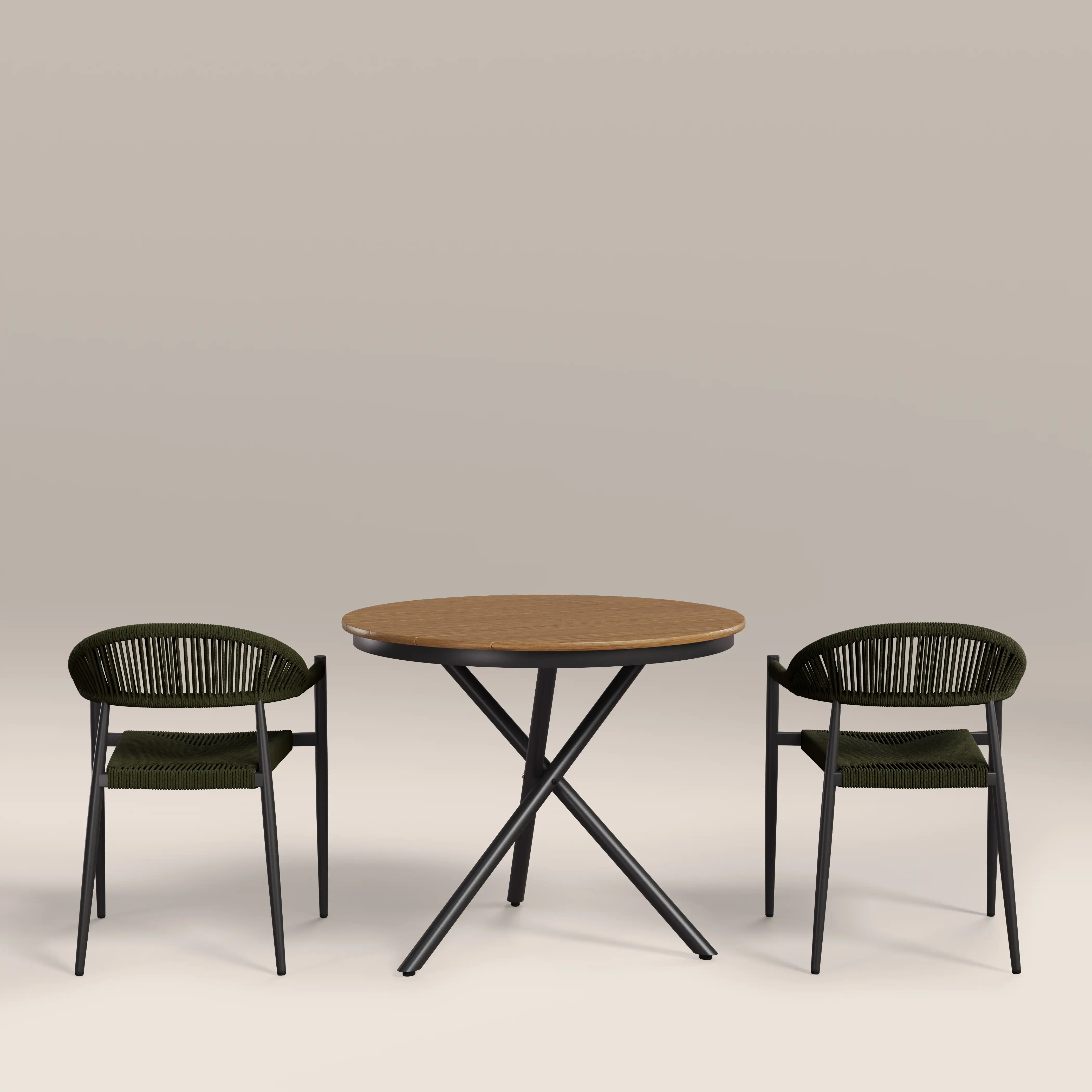 Tullio 2 Seat Garden Bistro Set |  Oak & Olive Green - Image 5