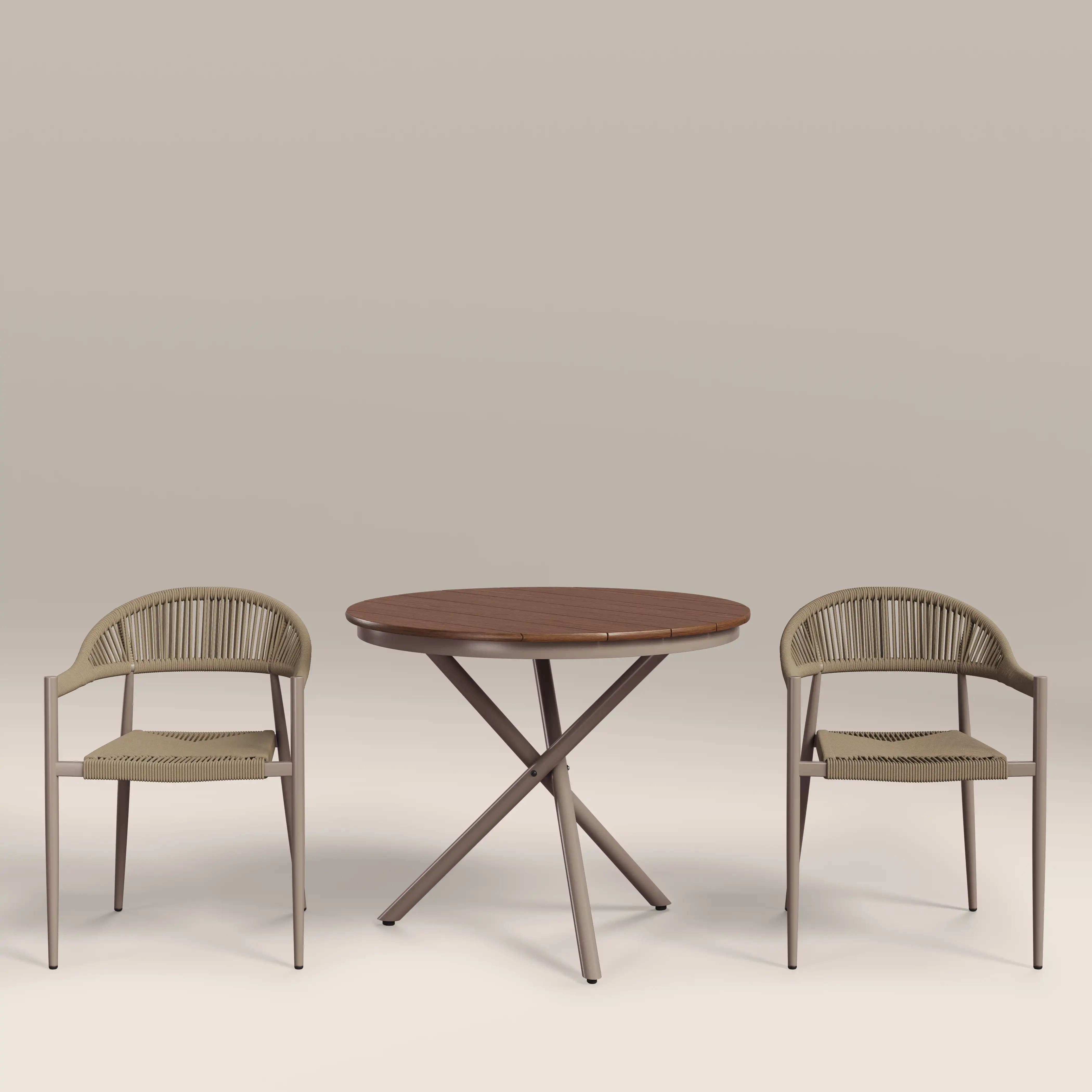 Tullio 2 Seat Garden Bistro Set | Walnut & Natural - Image 3