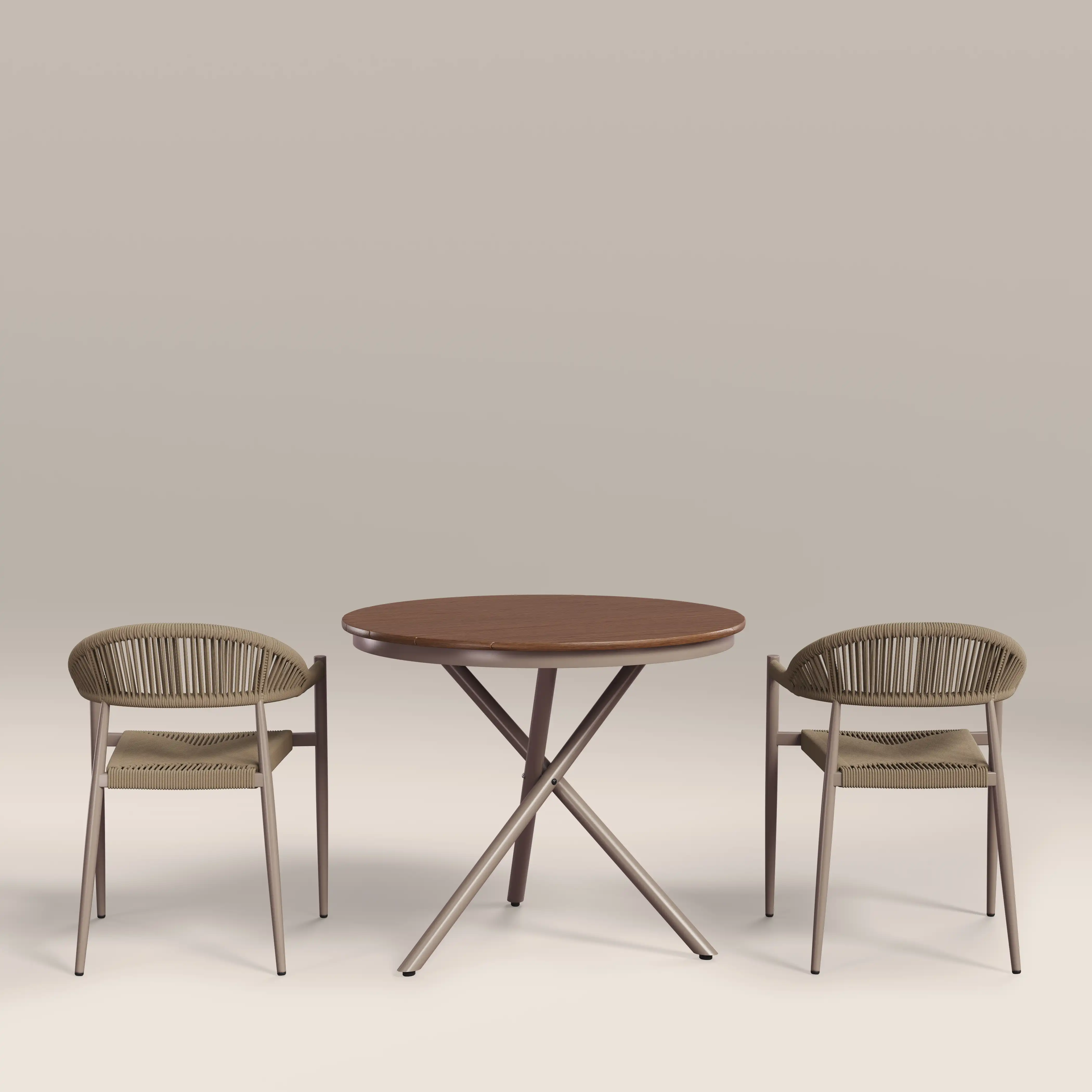 Tullio 2 Seat Garden Bistro Set | Walnut & Natural - Image 5