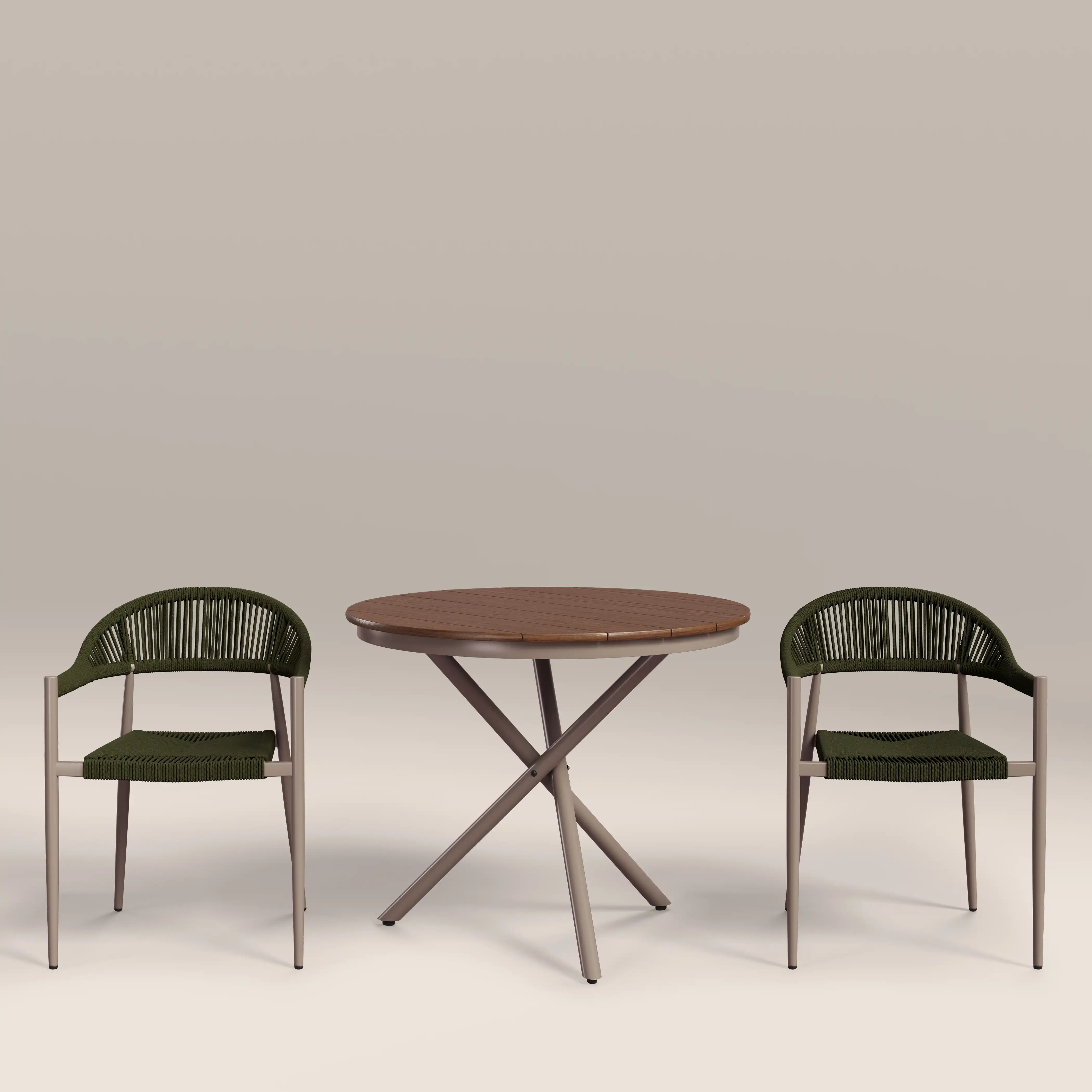 Tullio 2 Seat Garden Bistro Set | Walnut & Olive Green - Image 3