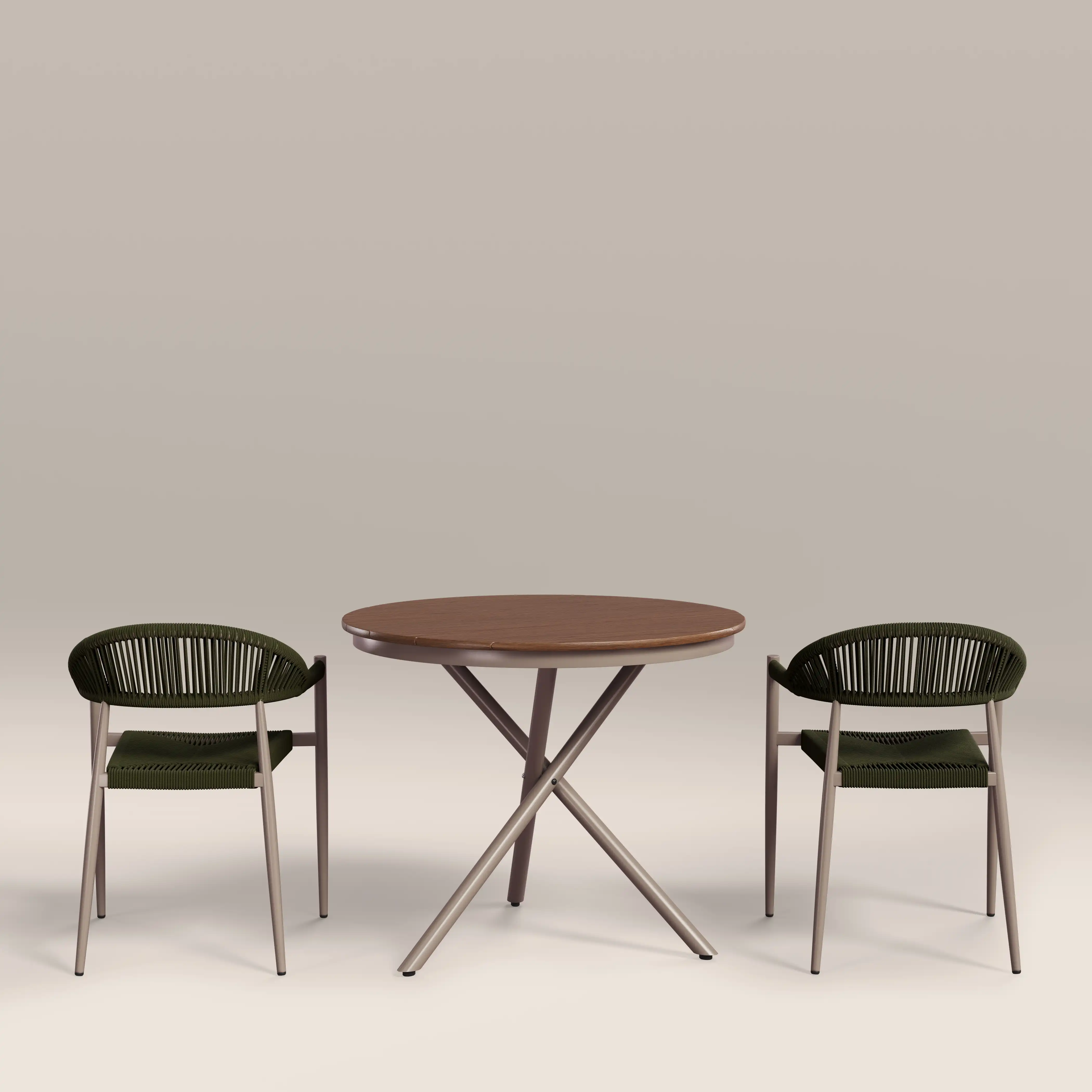 Tullio 2 Seat Garden Bistro Set | Walnut & Olive Green - Image 5
