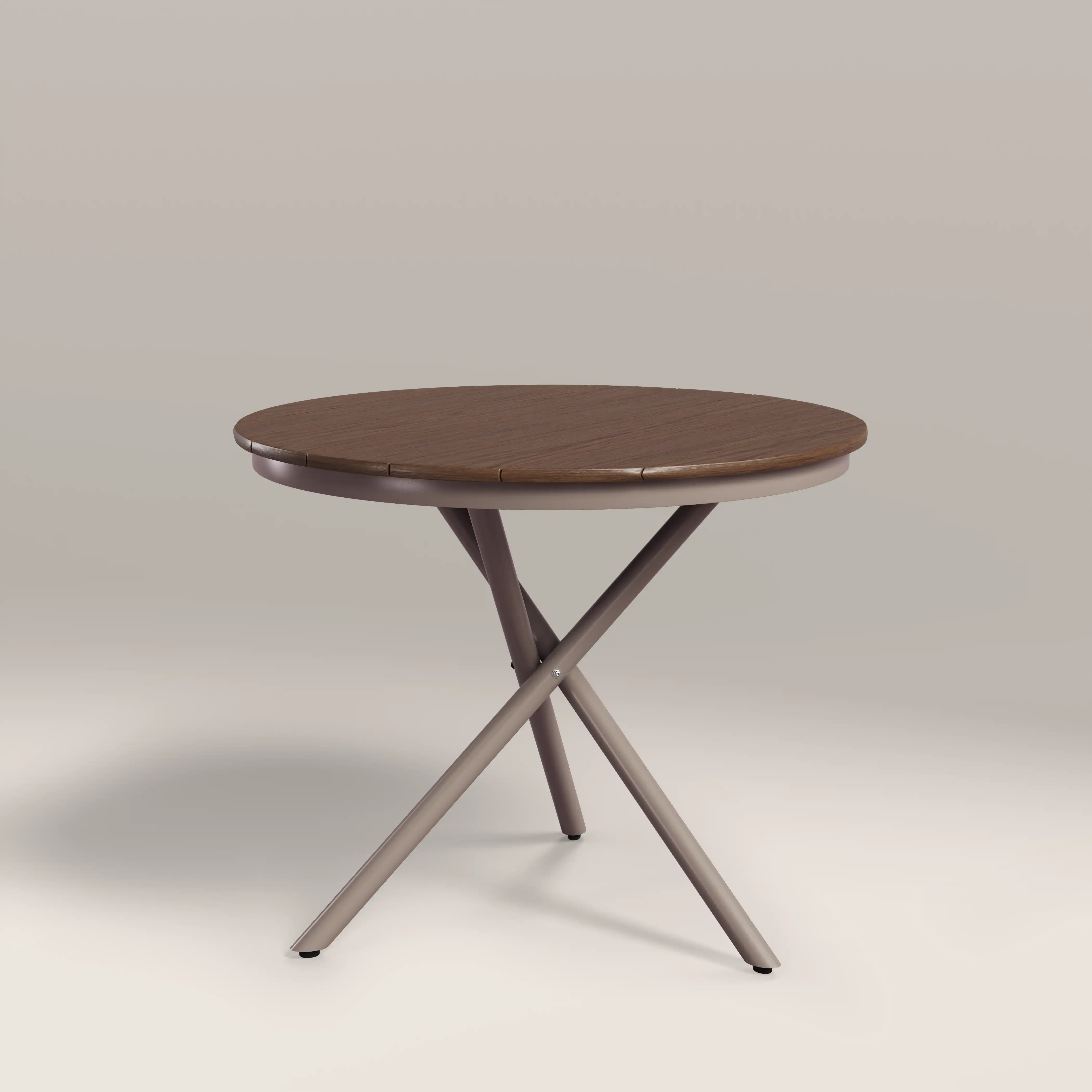 Tullio 2 Seat Round Garden Bistro Table | Walnut & Taupe - Image 3