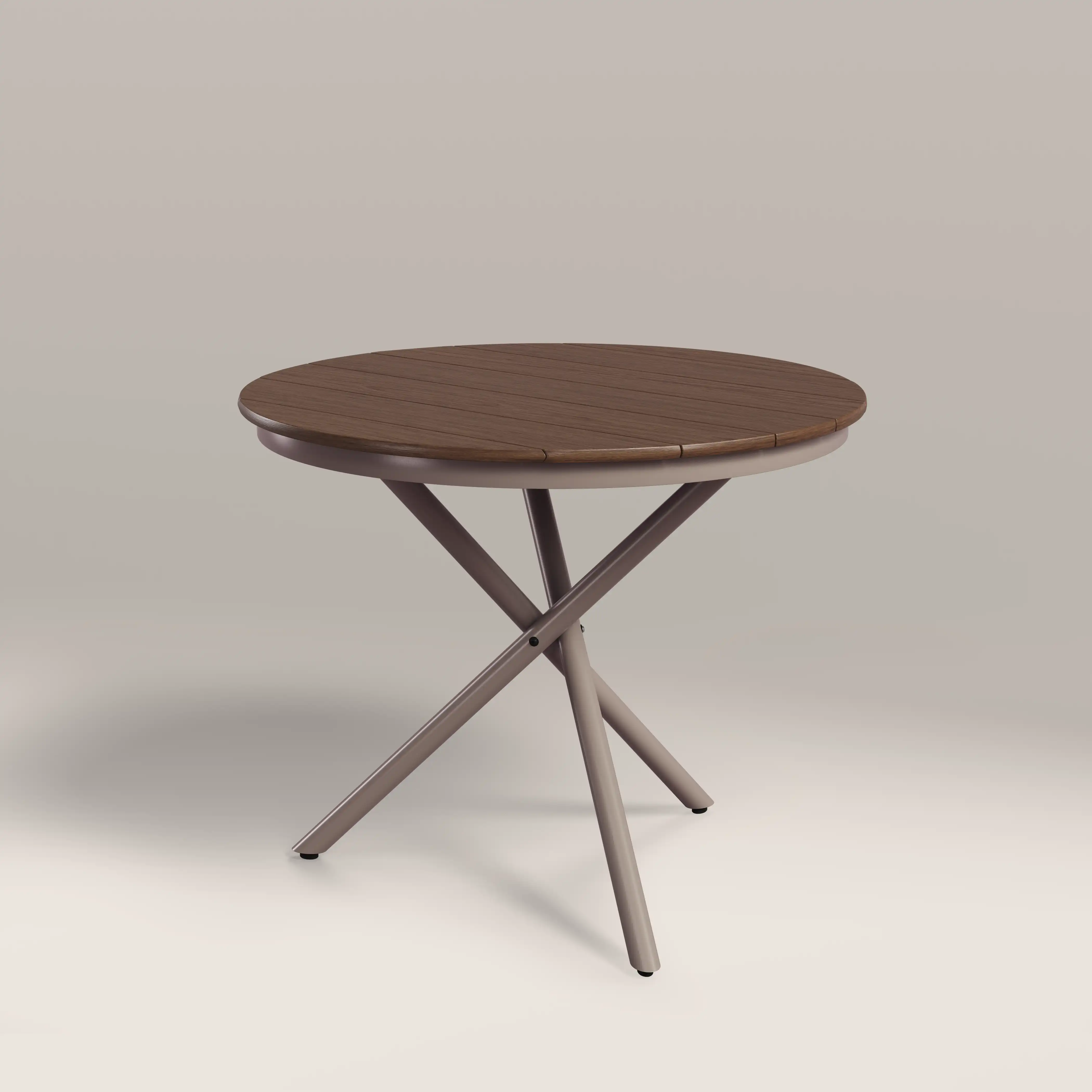 Tullio 2 Seat Round Garden Bistro Table | Walnut & Taupe - Image 4