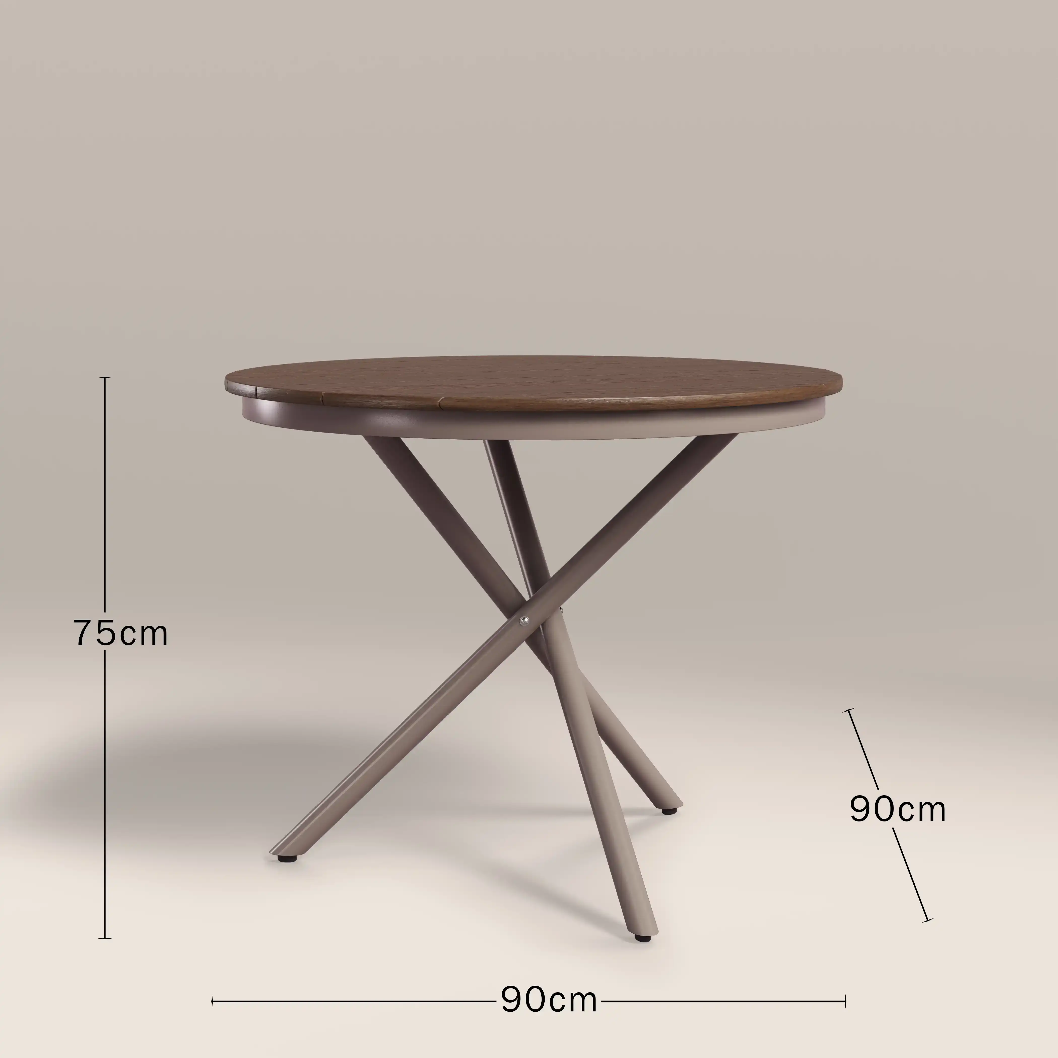 Tullio 2 Seat Round Garden Bistro Table | Walnut & Taupe - Image 5