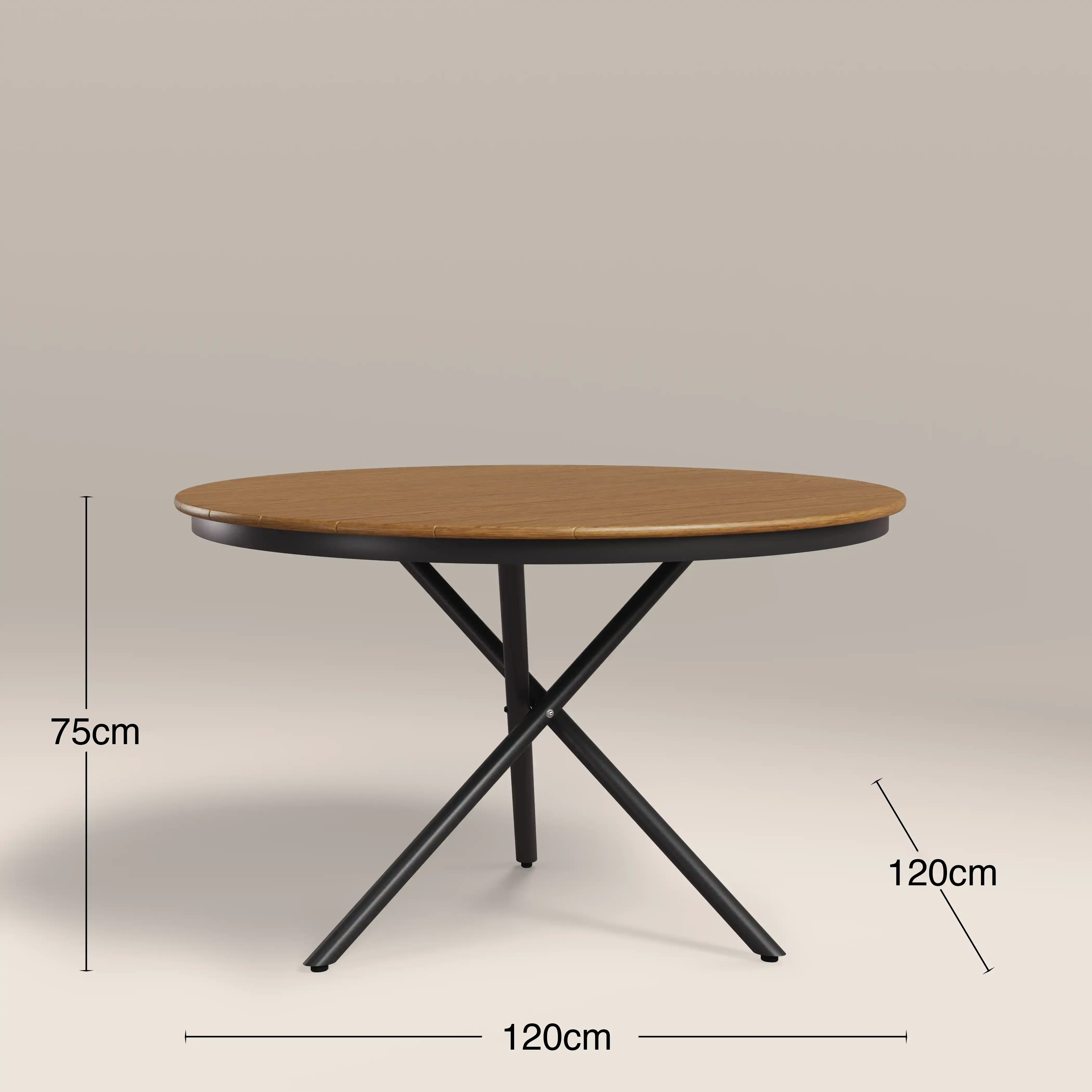 Tullio 4 Seat Garden Dining Set | Oak & Beige - Image 3