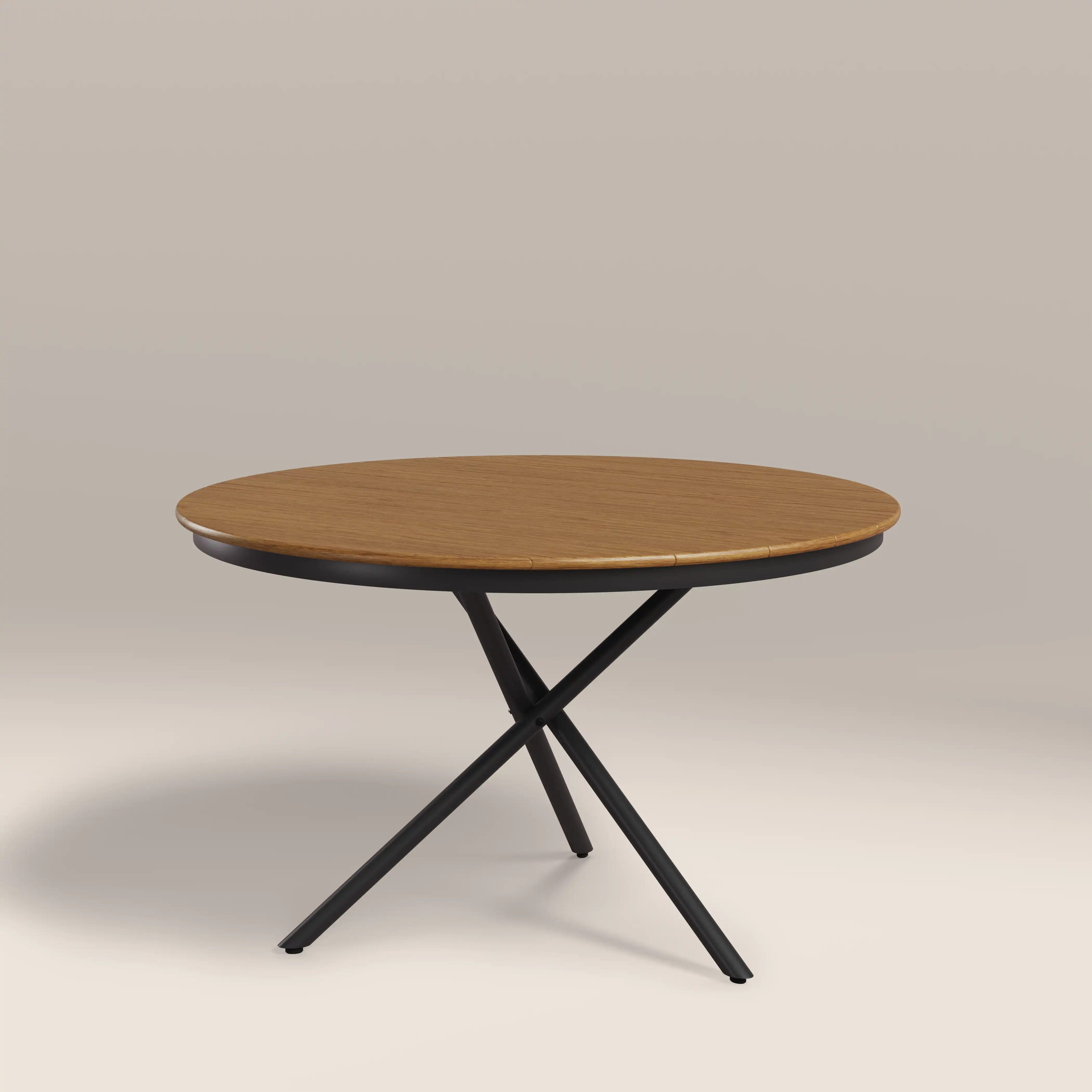 Tullio 4 Seat Round Garden Dining Table | Oak & Black - Image 3