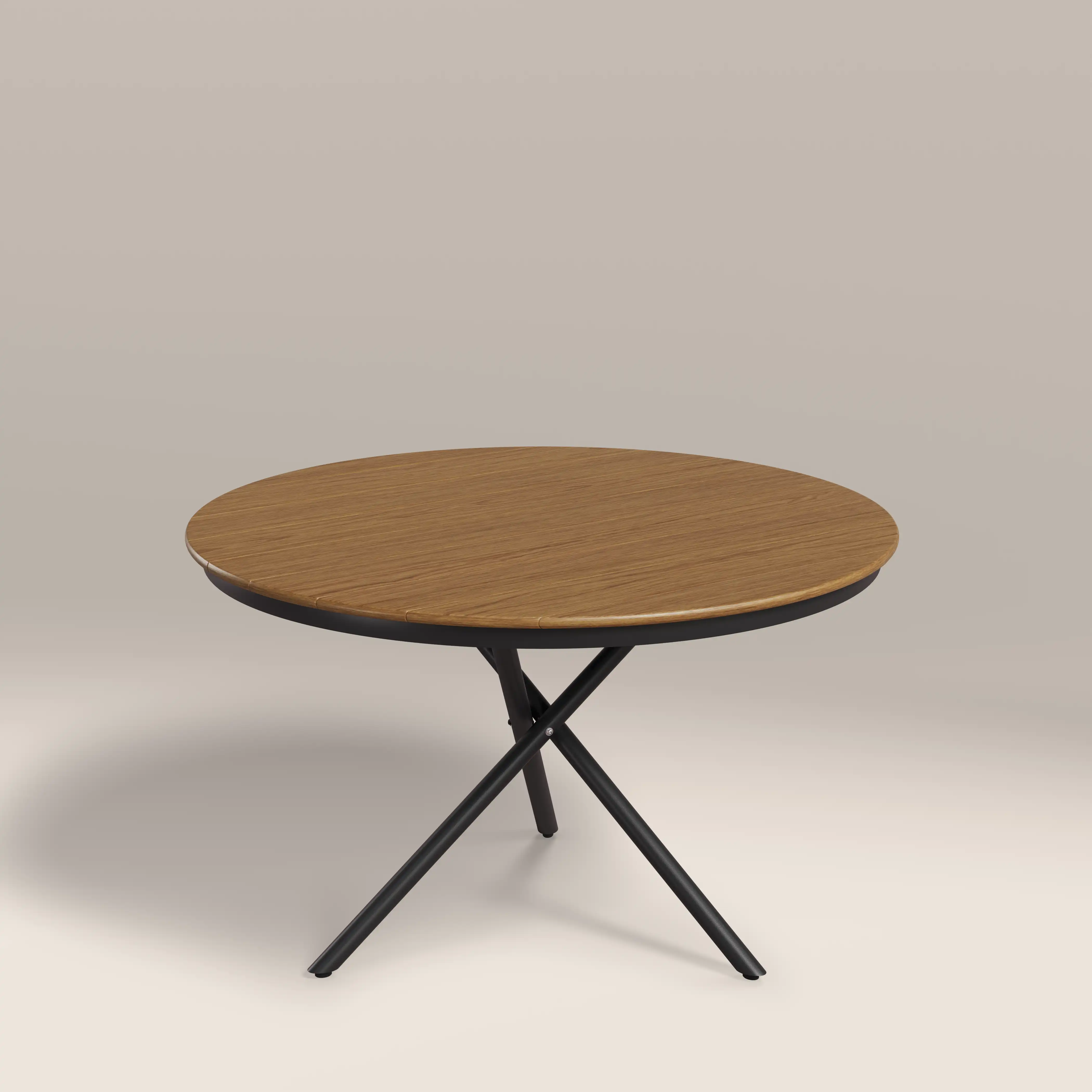 Tullio 4 Seat Round Garden Dining Table | Oak & Black - Image 4