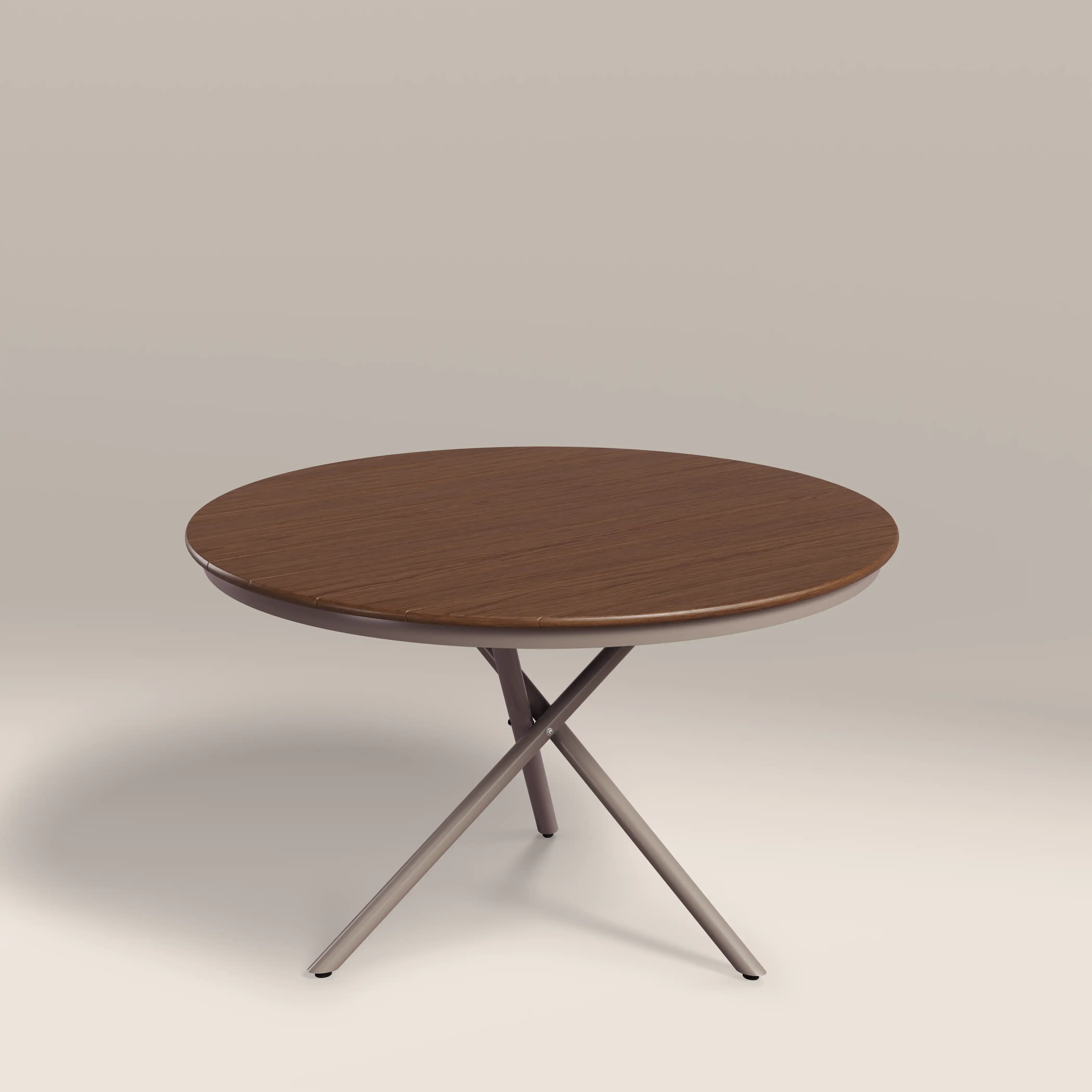 Tullio 4 Seat Round Garden Dining Table | Walnut & Taupe - Image 3