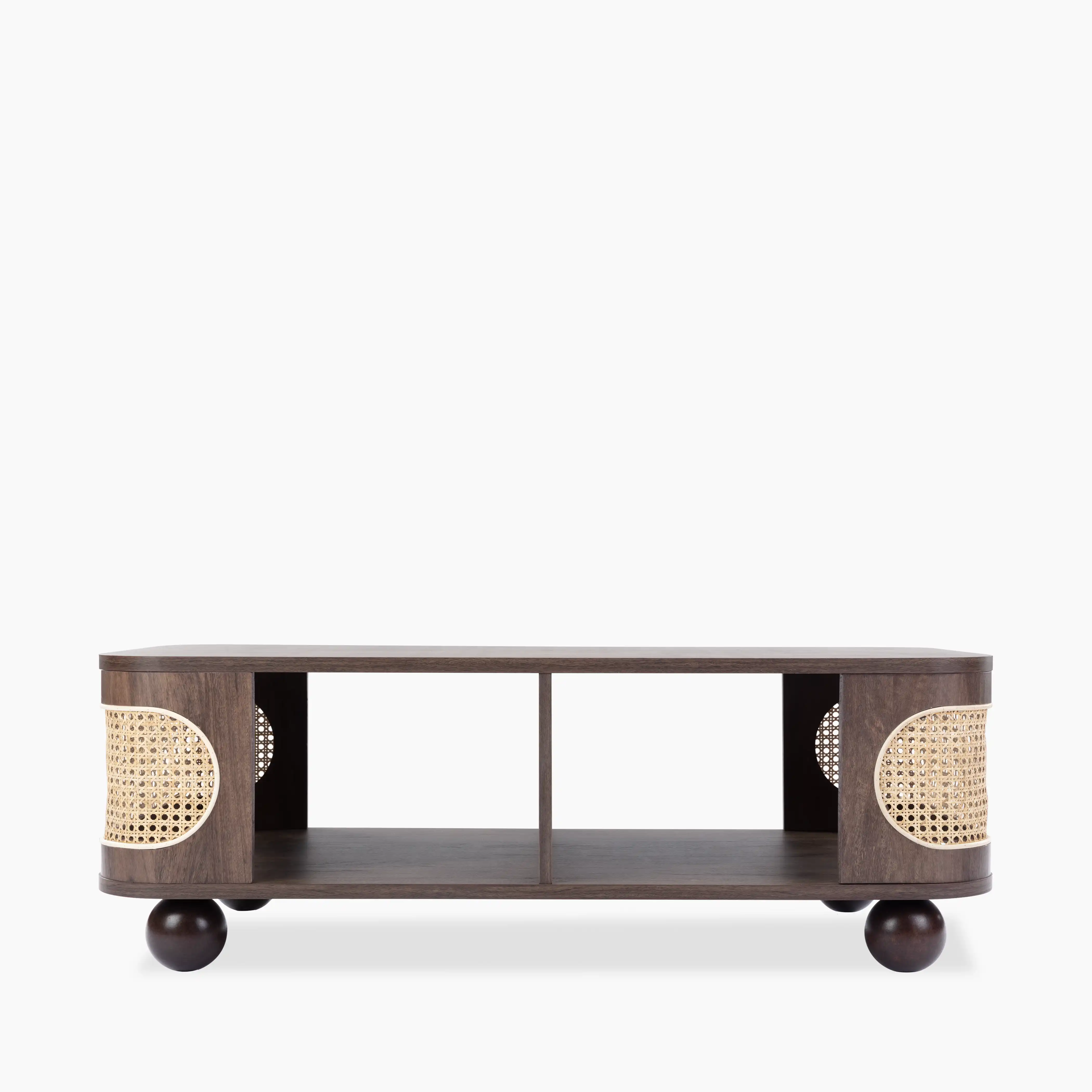 Una Rectangle Wooden Coffee Table | Walnut & Cane - Image 2