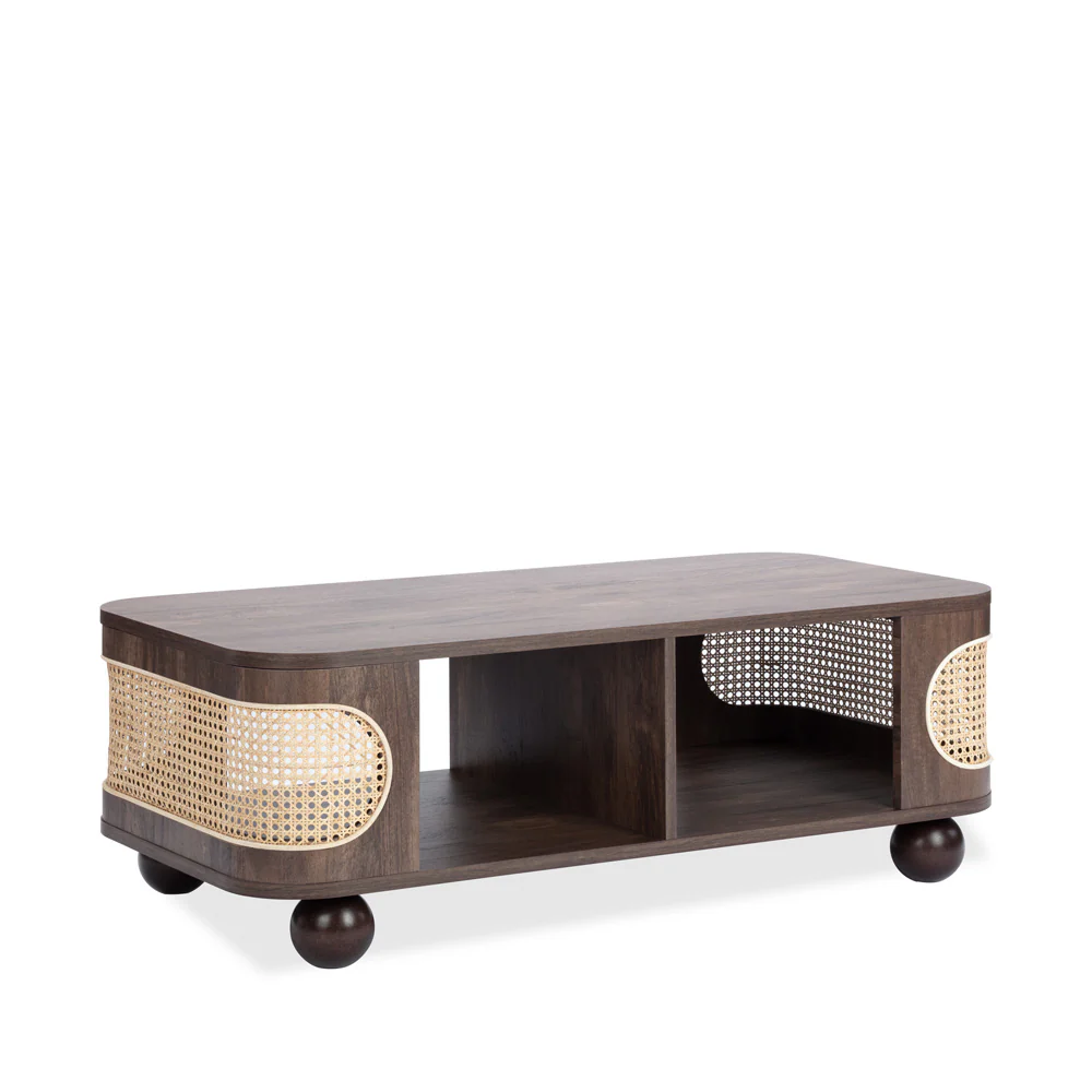 Una Rectangle Wooden Coffee Table | Walnut & Cane - Image 3