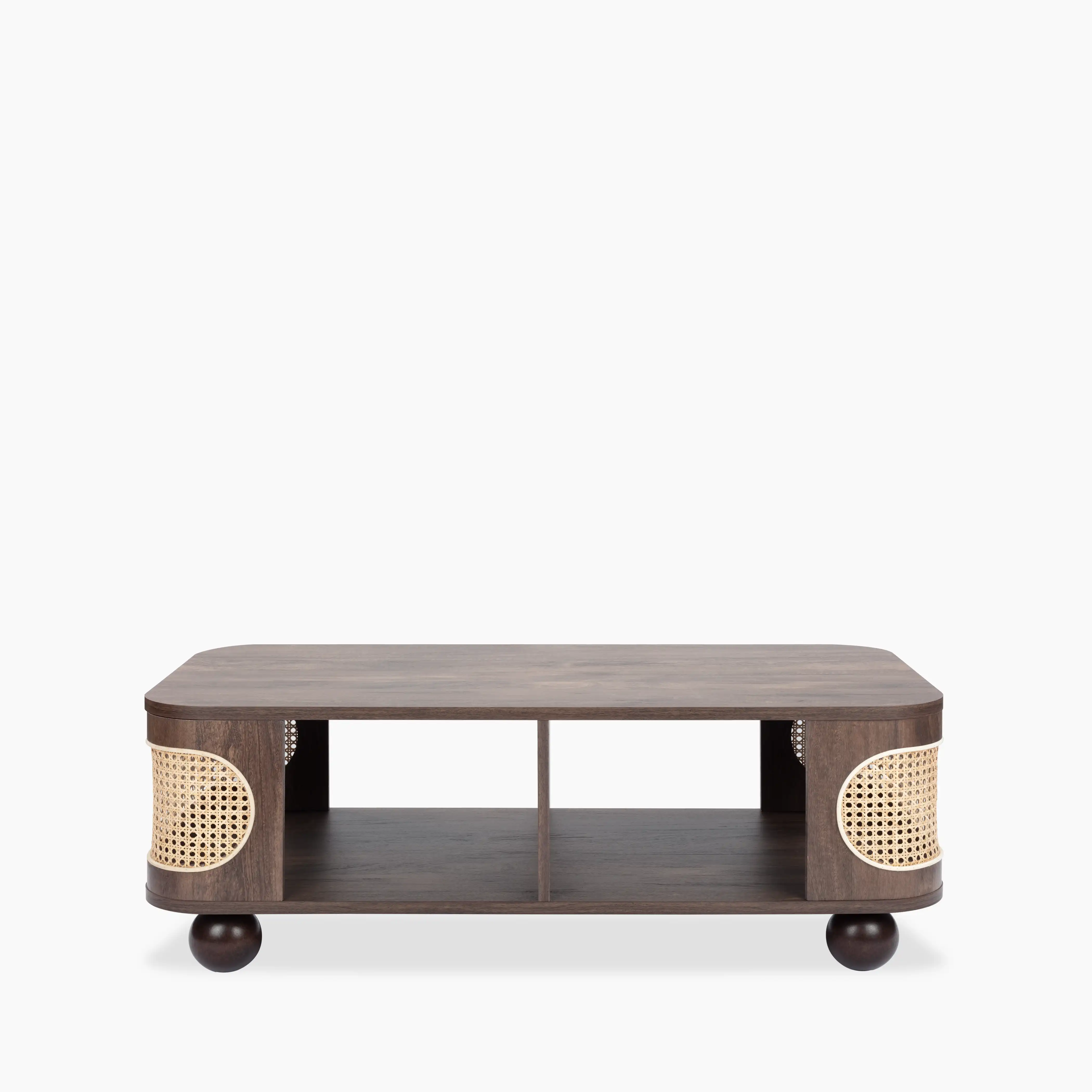 Una Rectangle Wooden Coffee Table | Walnut & Cane - Image 4