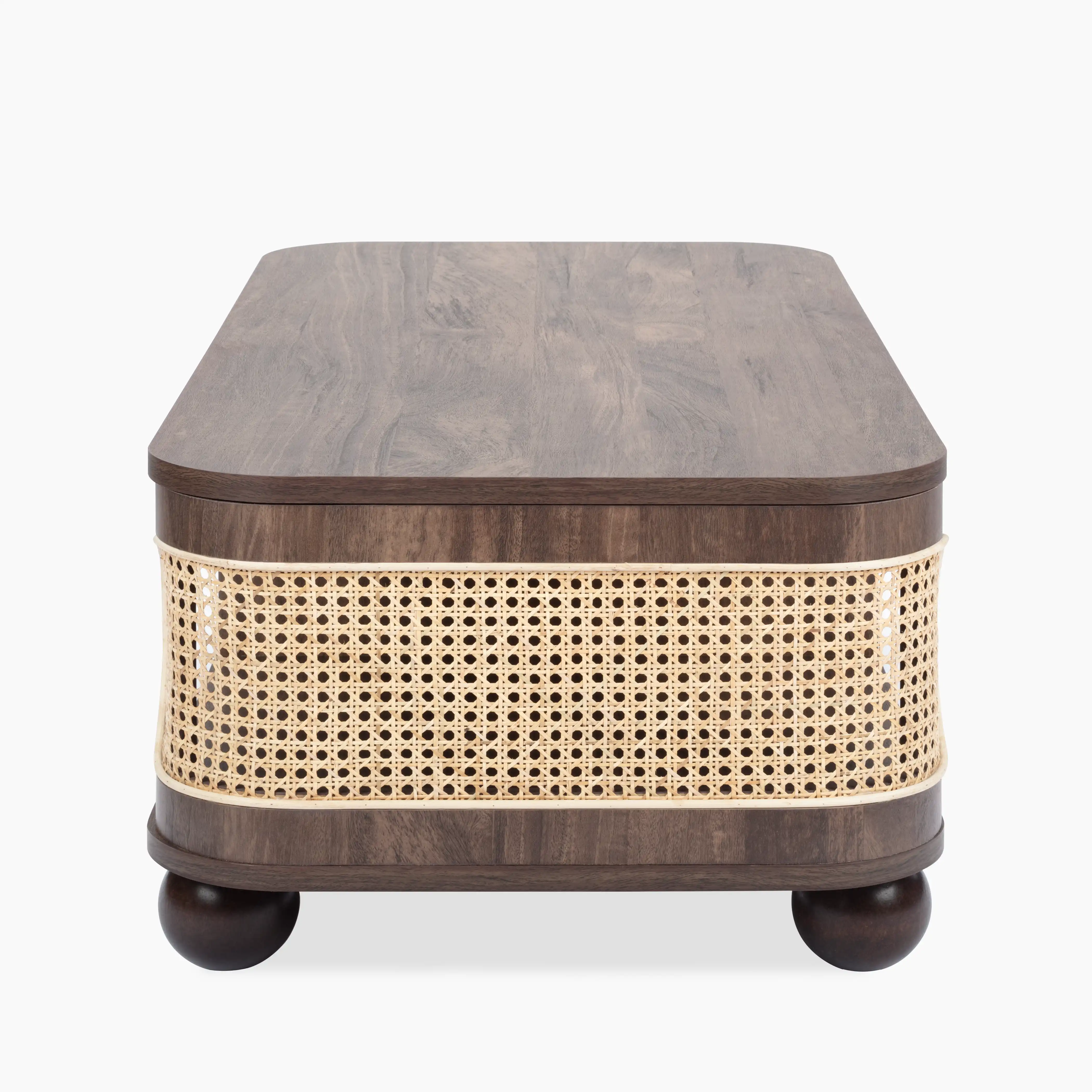 Una Rectangle Wooden Coffee Table | Walnut & Cane - Image 5