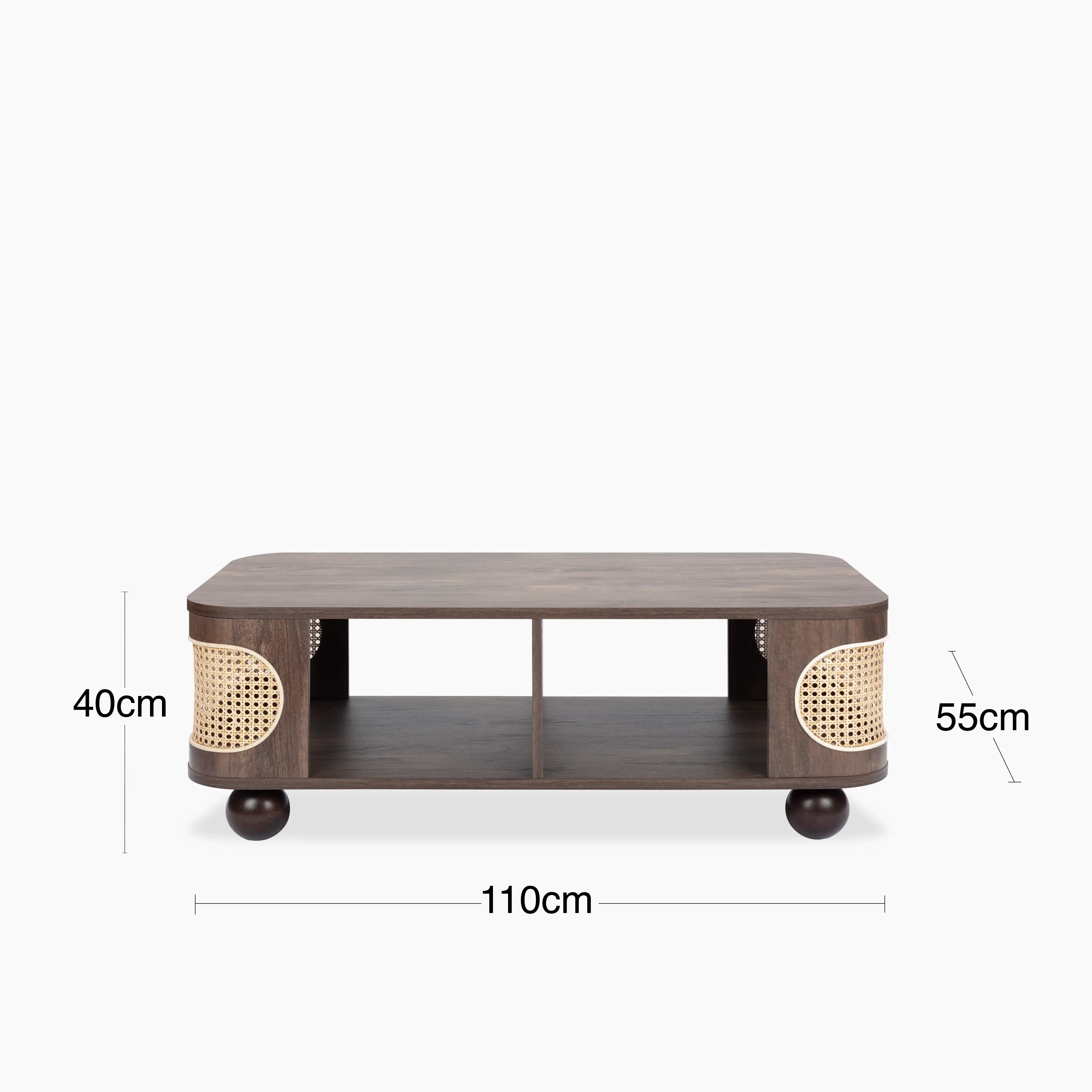 Una Rectangle Wooden Coffee Table | Walnut & Cane - Image 7