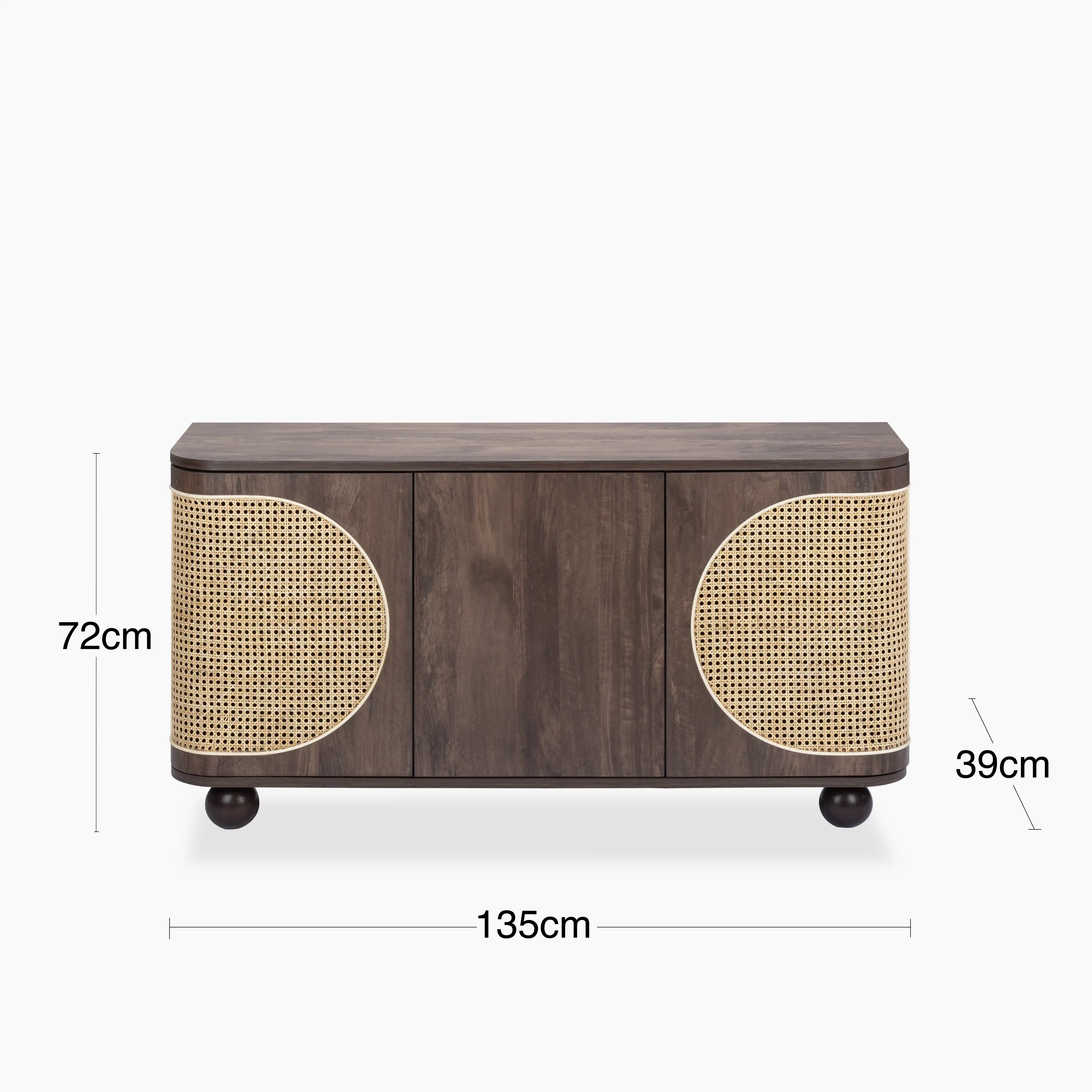 Una Wooden Large Sideboard | Walnut & Cane - Image 8