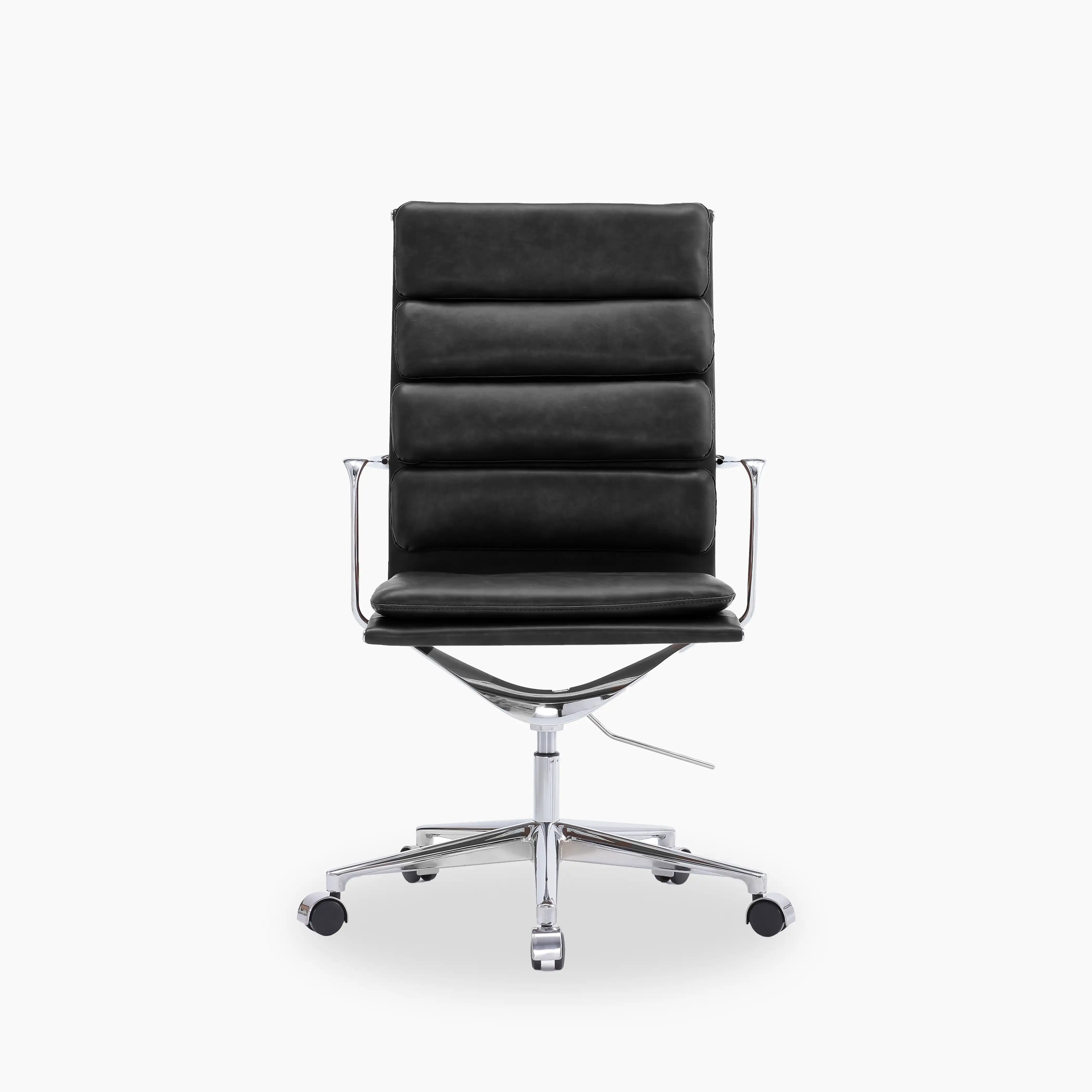 Urma High Back Office Chair | Black Faux Leather & Chrome - Image 2