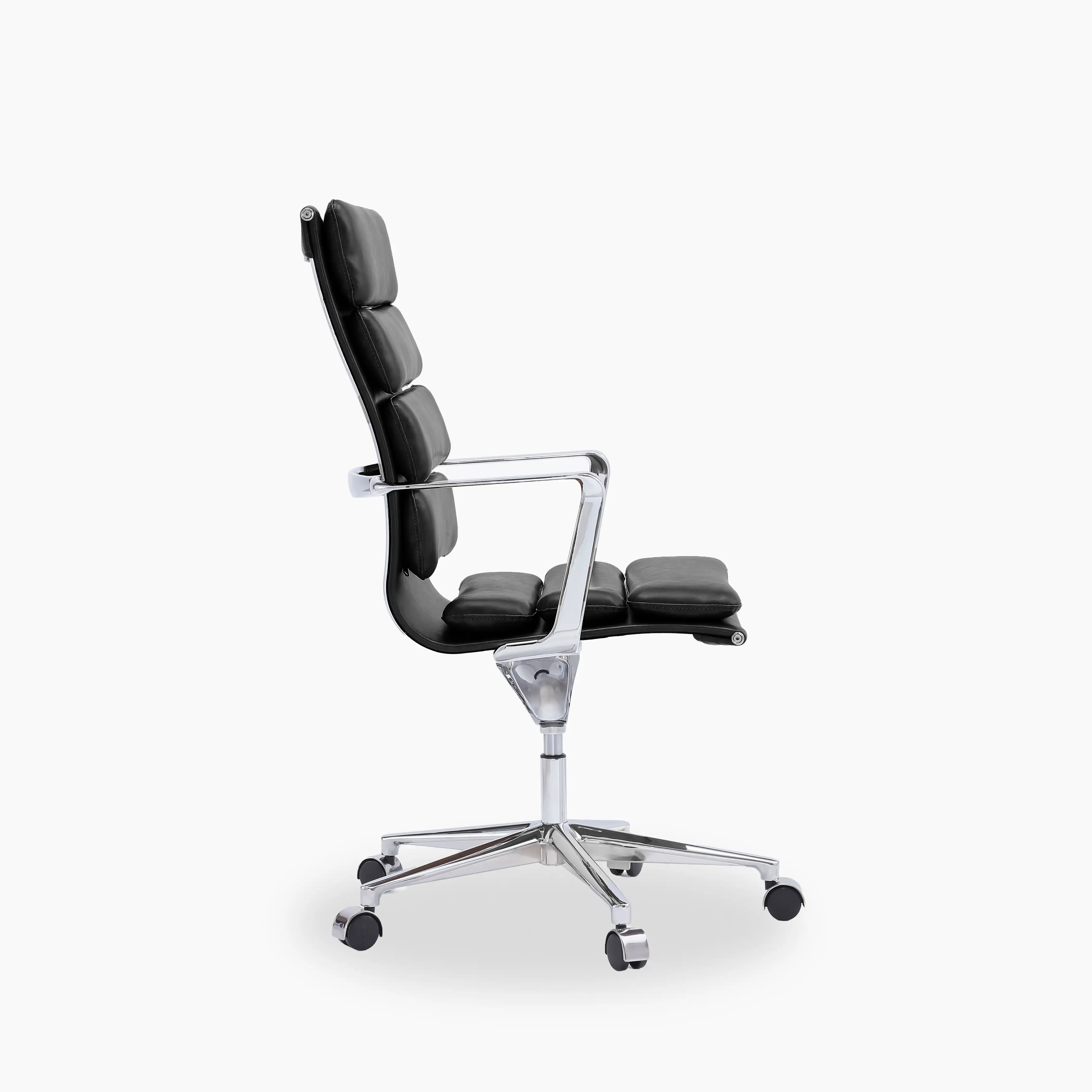 Urma High Back Office Chair | Black Faux Leather & Chrome - Image 3