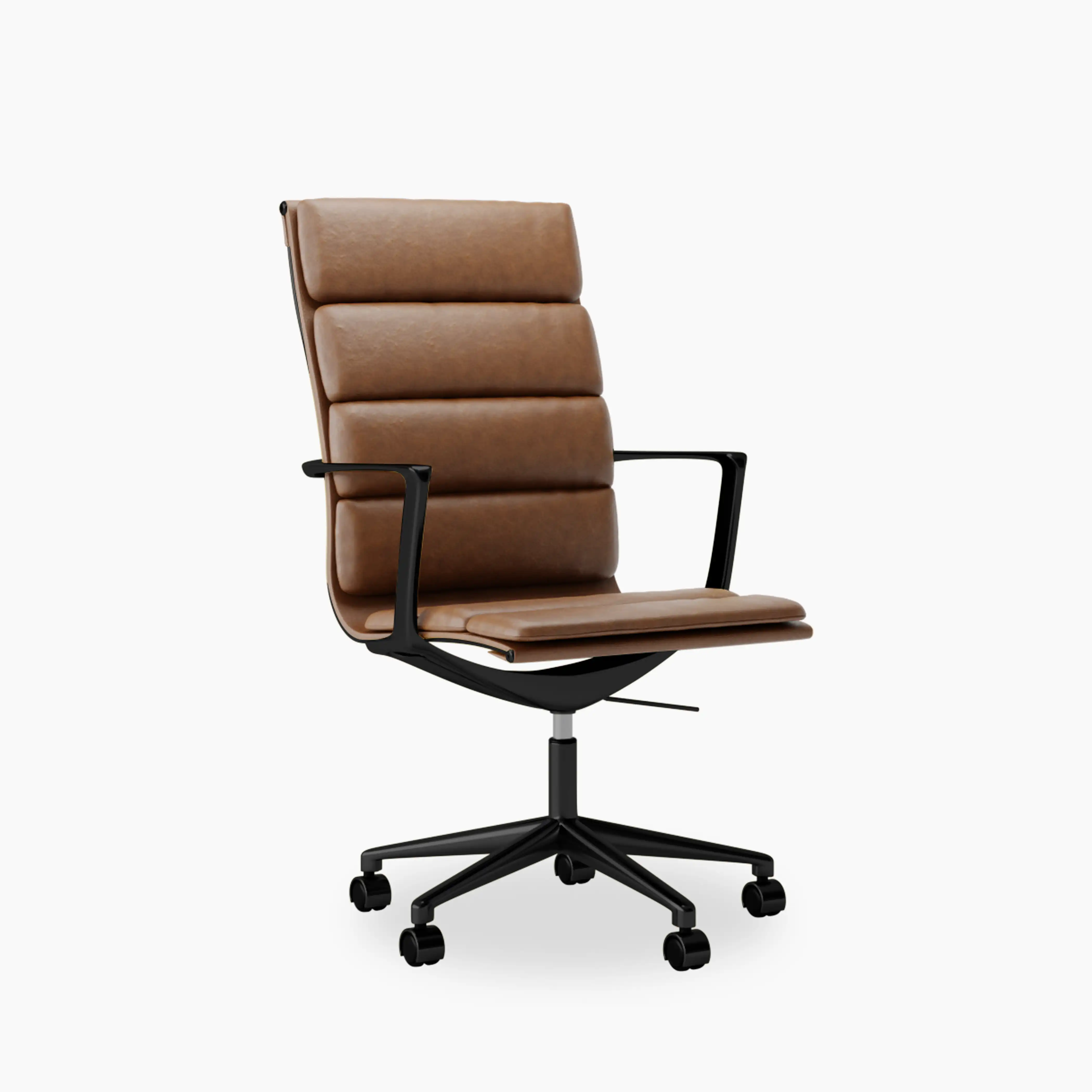 Urma High Back Office Chair | Vintage Tan Faux Leather & Black - Image 2