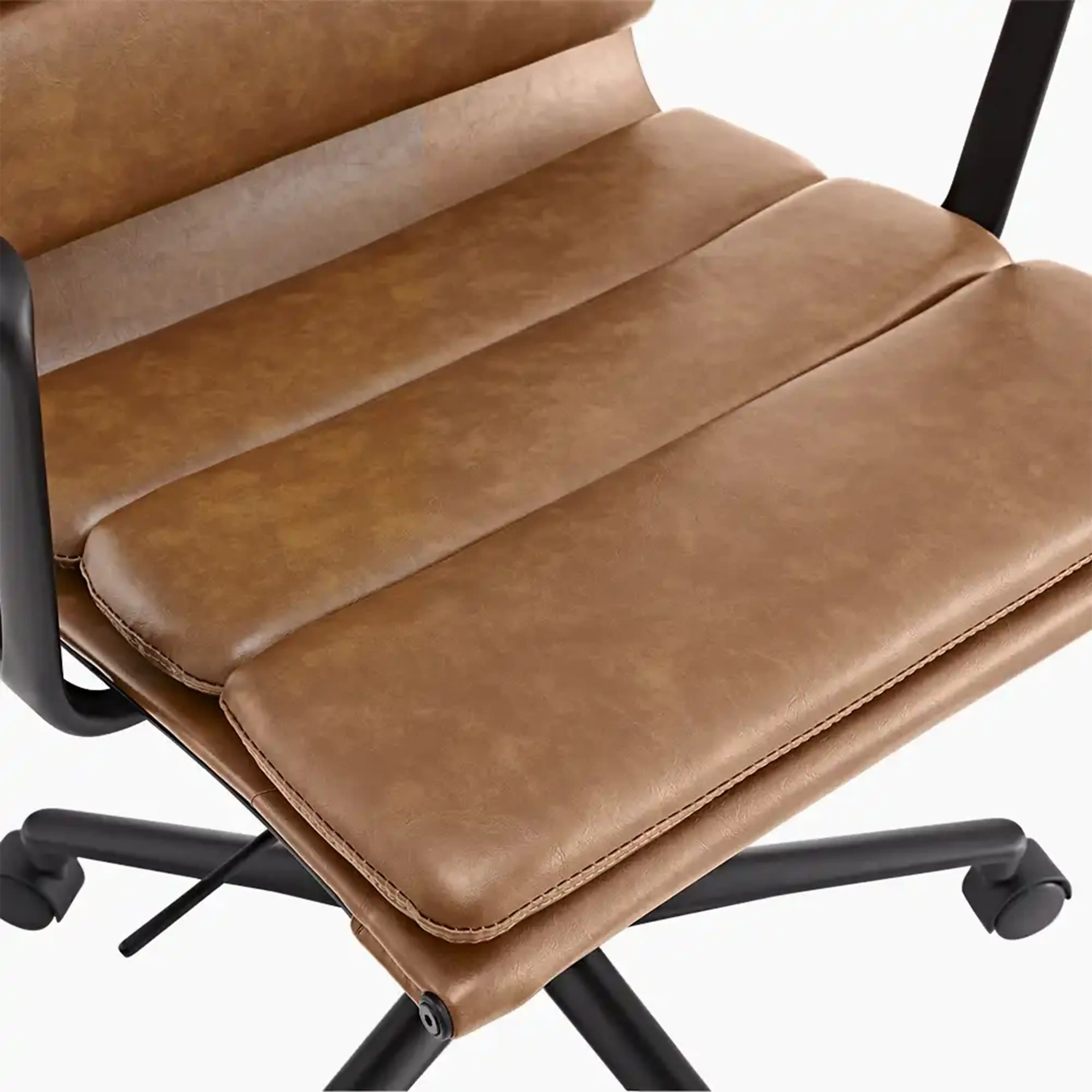 Urma High Back Office Chair | Vintage Tan Faux Leather & Black - Image 8