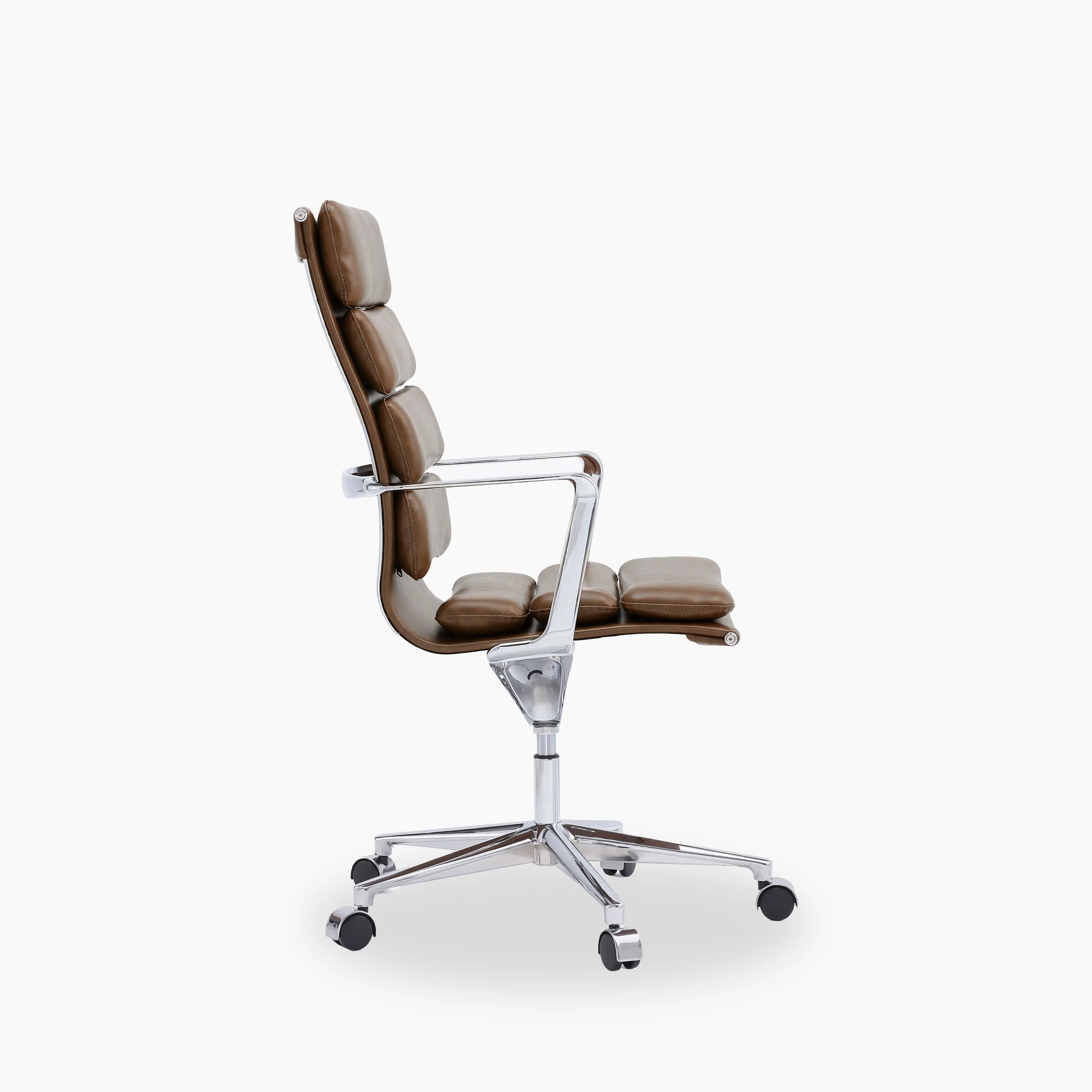 Urma High Back Office Chair | Vintage Tan Faux Leather & Chrome - Image 3