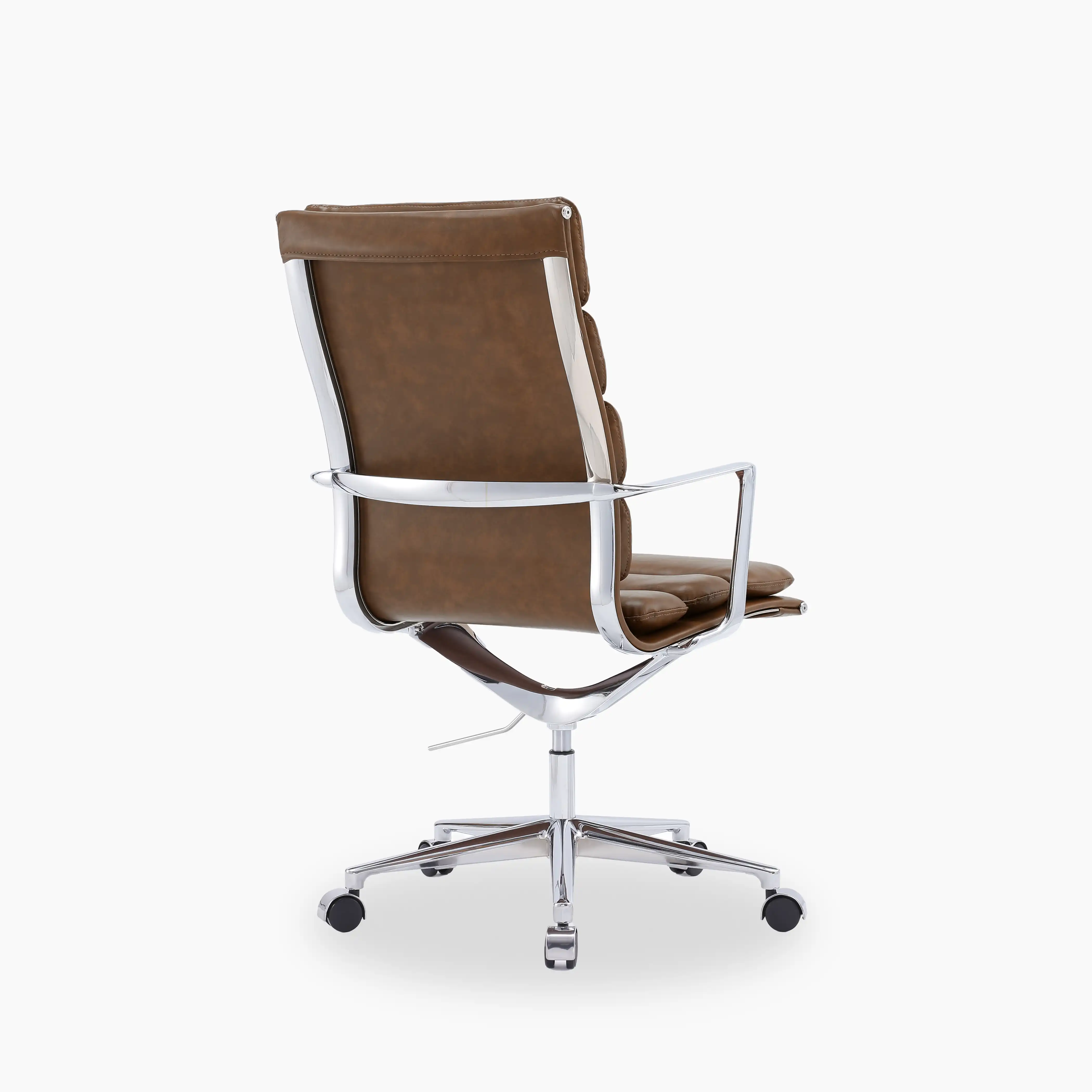 Urma High Back Office Chair | Vintage Tan Faux Leather & Chrome - Image 4