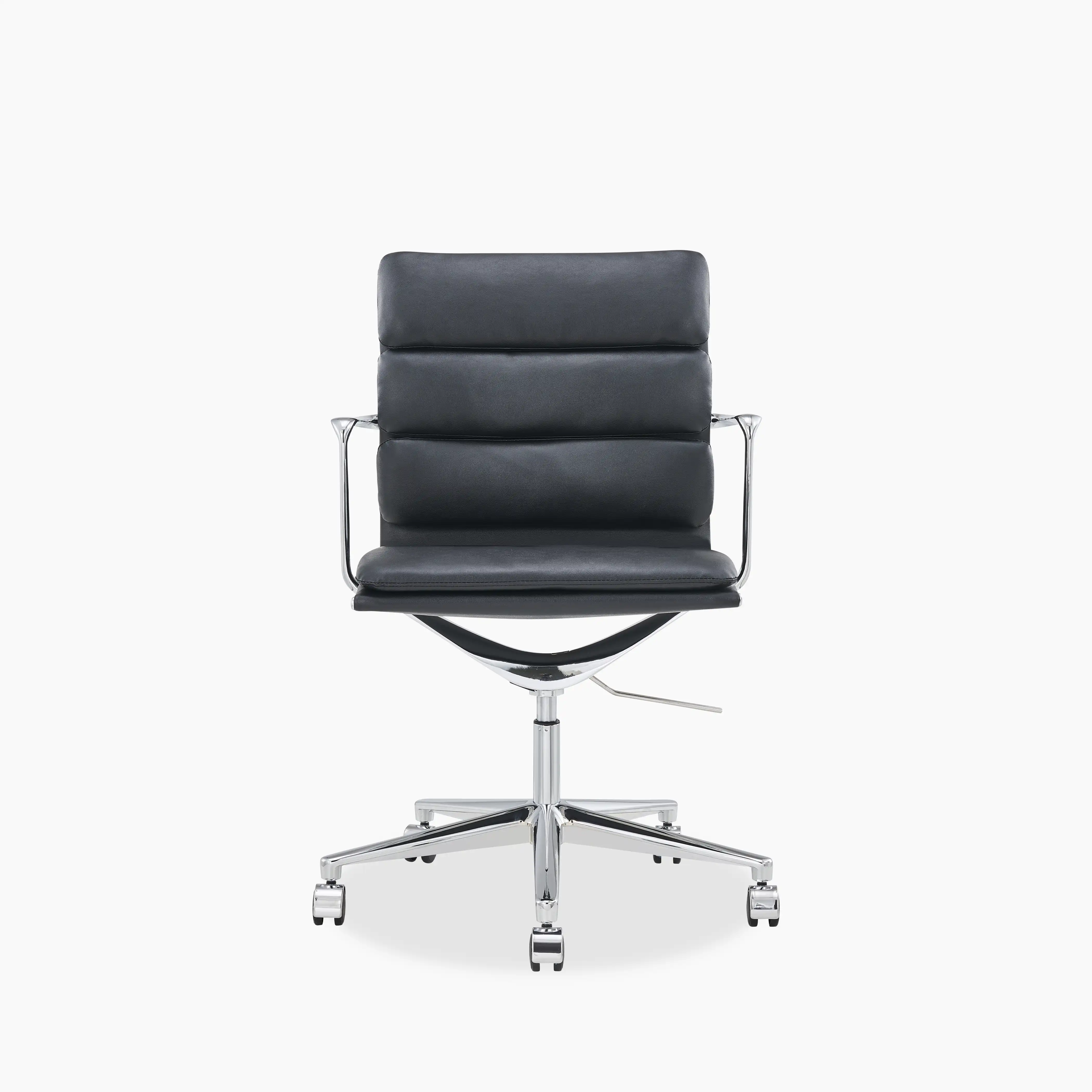 Urma Office Chair | Black Faux Leather & Chrome - Image 3