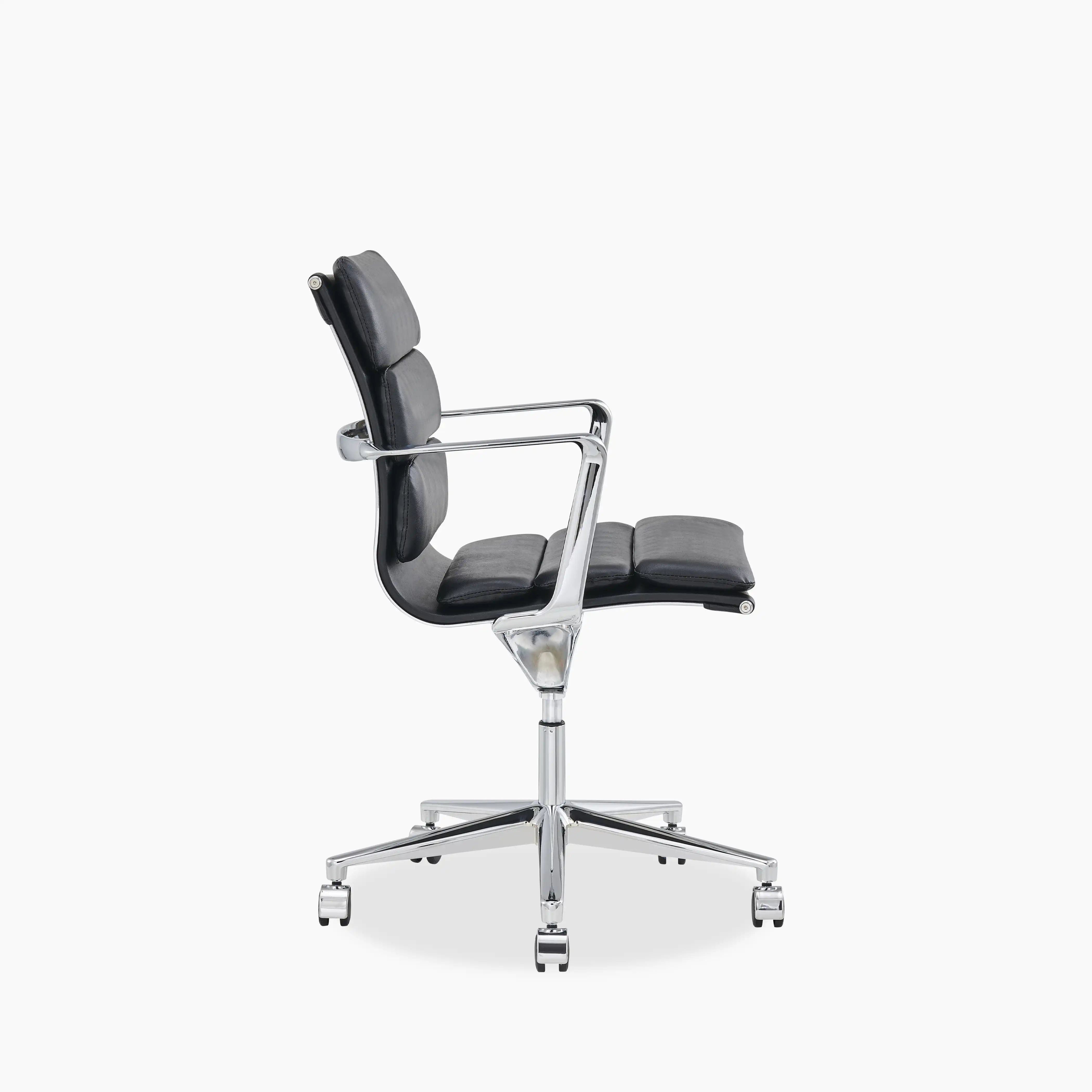 Urma Office Chair | Black Faux Leather & Chrome - Image 4