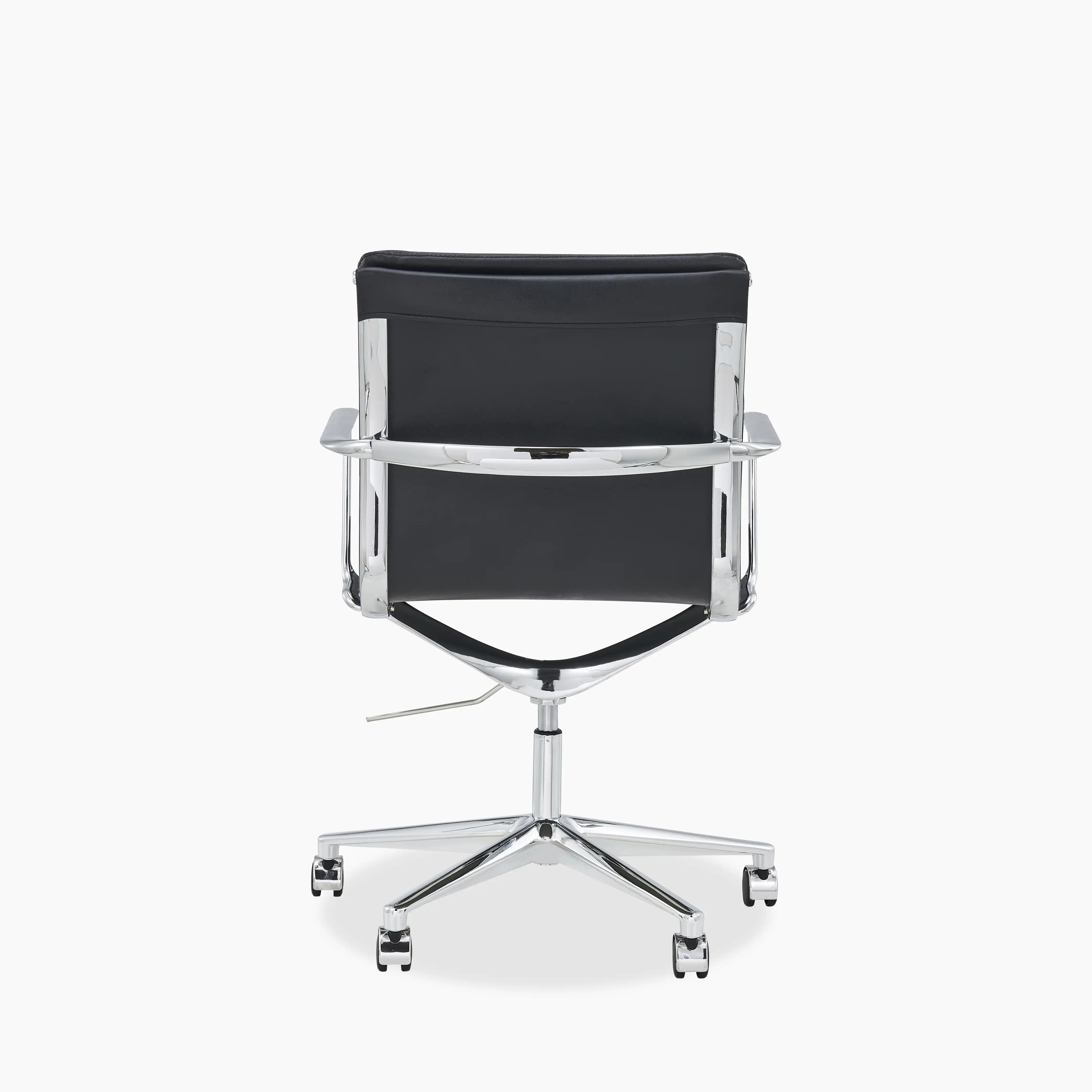 Urma Office Chair | Black Faux Leather & Chrome - Image 5