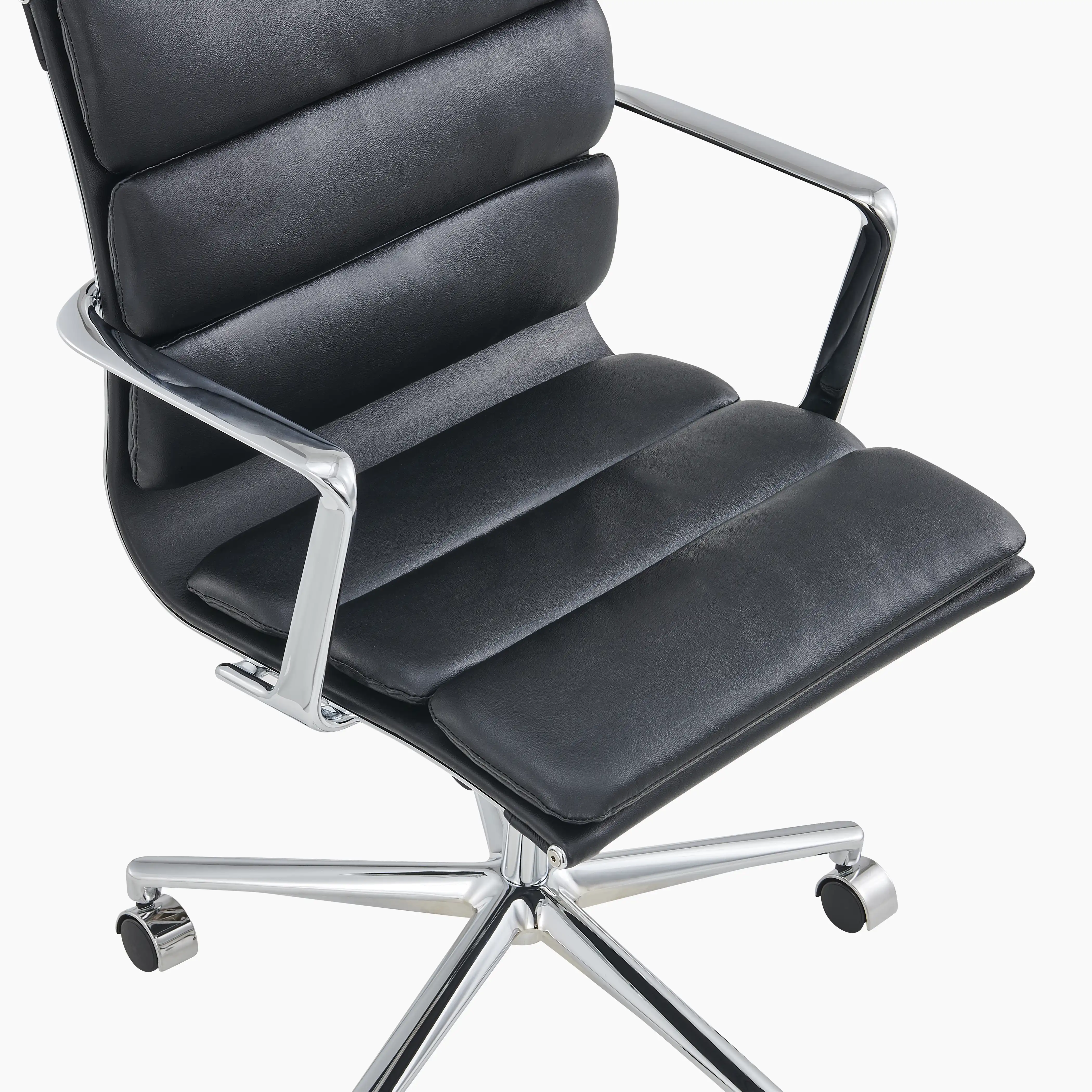 Urma Office Chair | Black Faux Leather & Chrome - Image 7