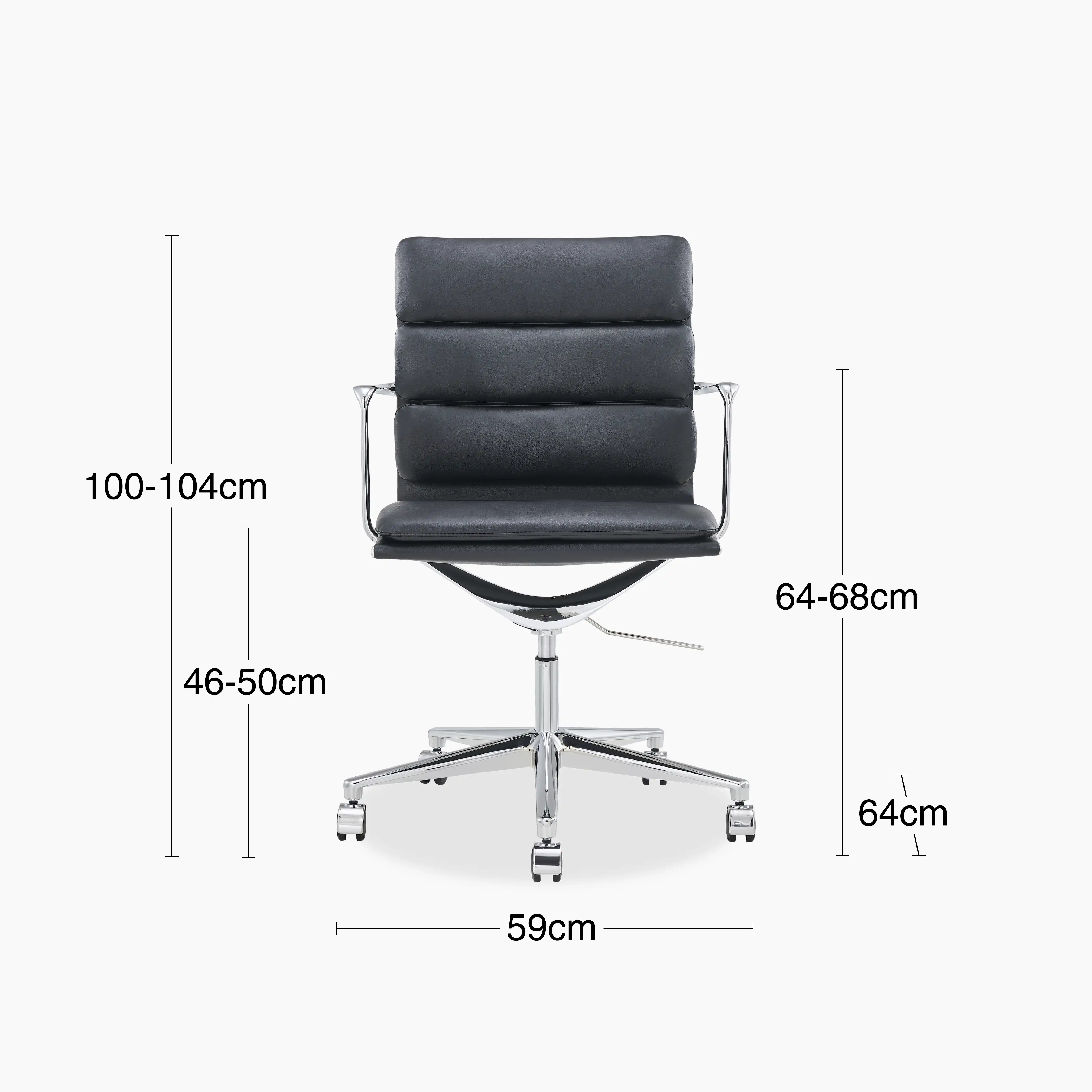 Urma Office Chair | Black Faux Leather & Chrome - Image 8