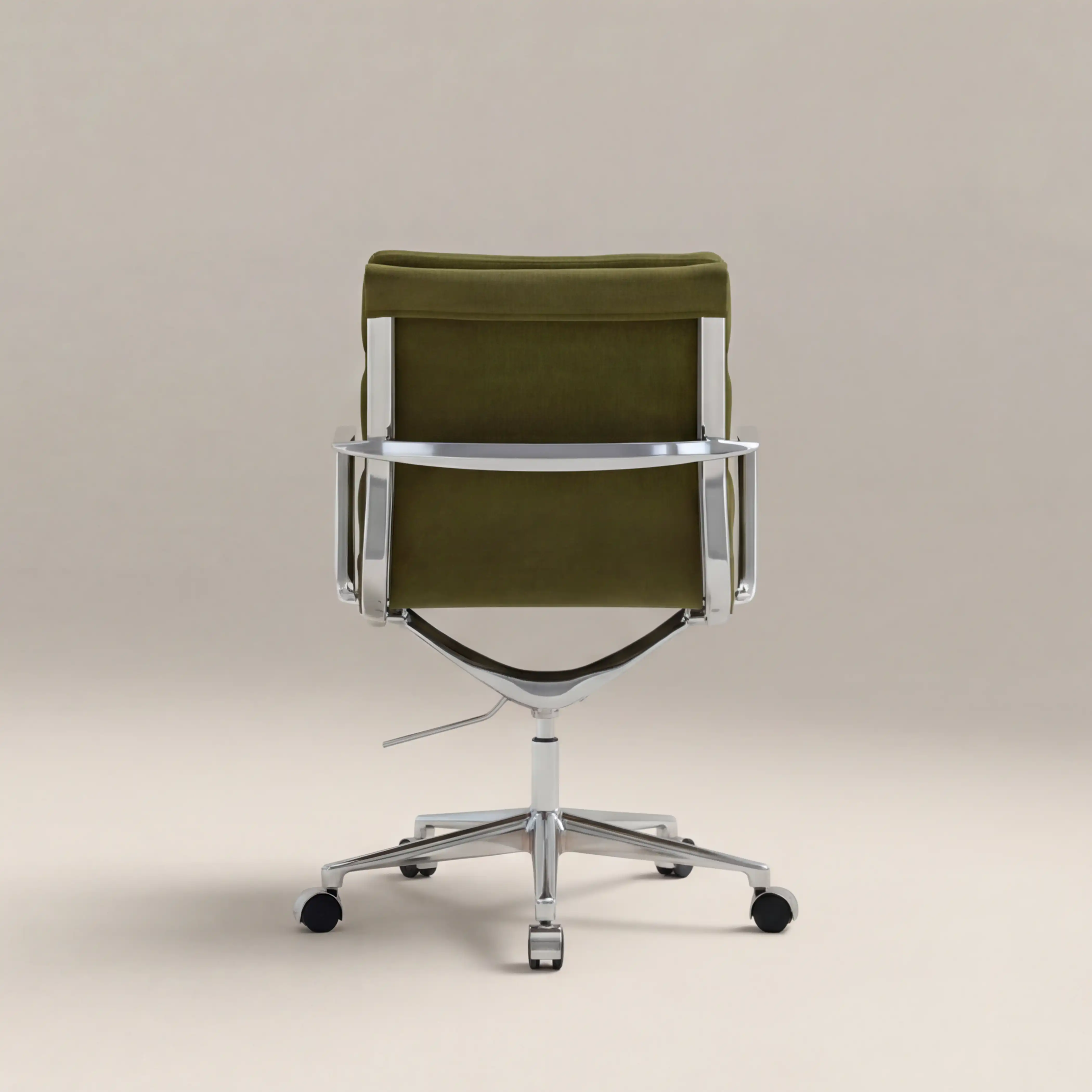 Urma Office Chair | Moss Green Sustainable Mohair Velvet & Chrome - Image 5