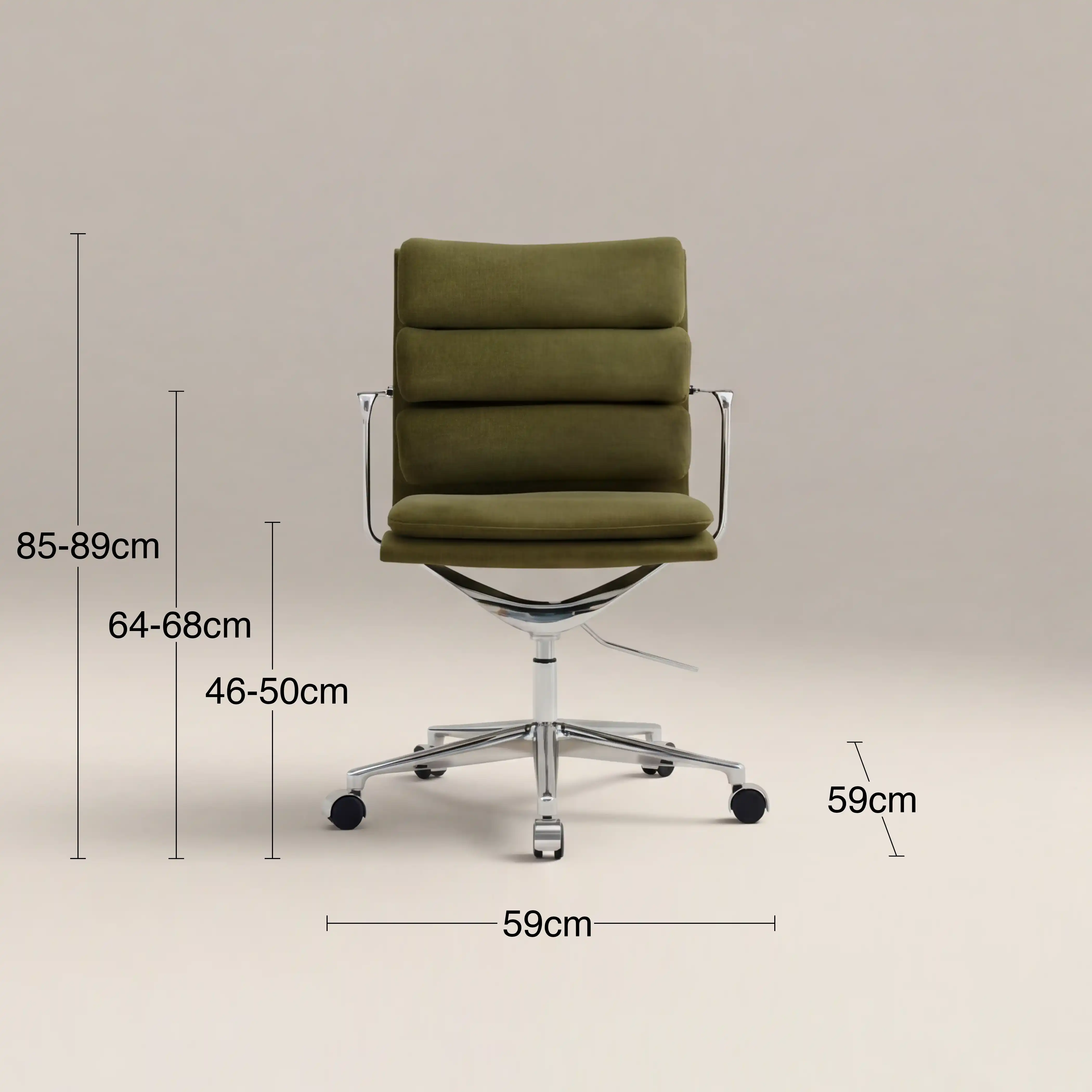 Urma Office Chair | Moss Green Sustainable Mohair Velvet & Chrome - Image 6