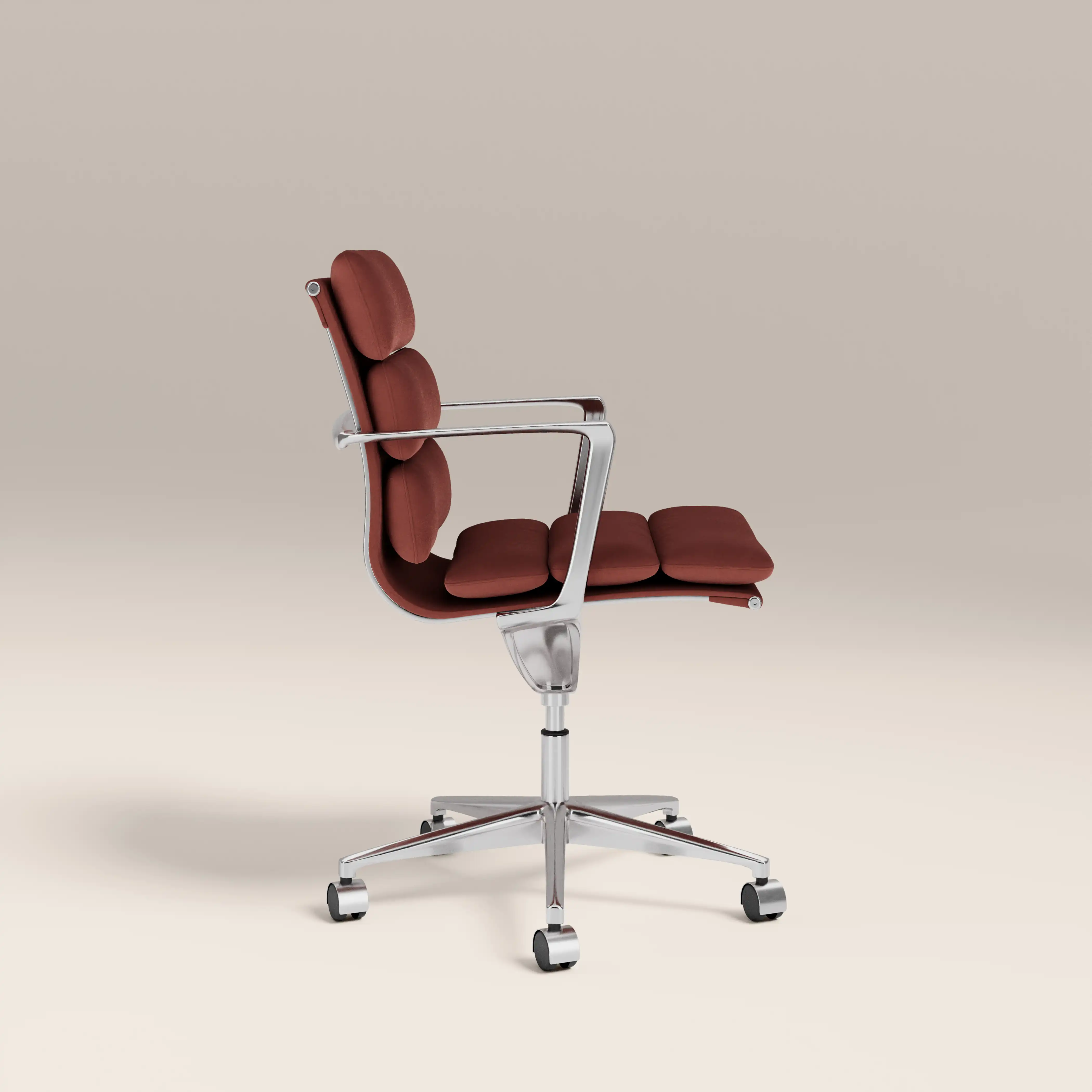 Urma Office Chair | Rust Red Sustainable Velvet & Chrome - Image 4