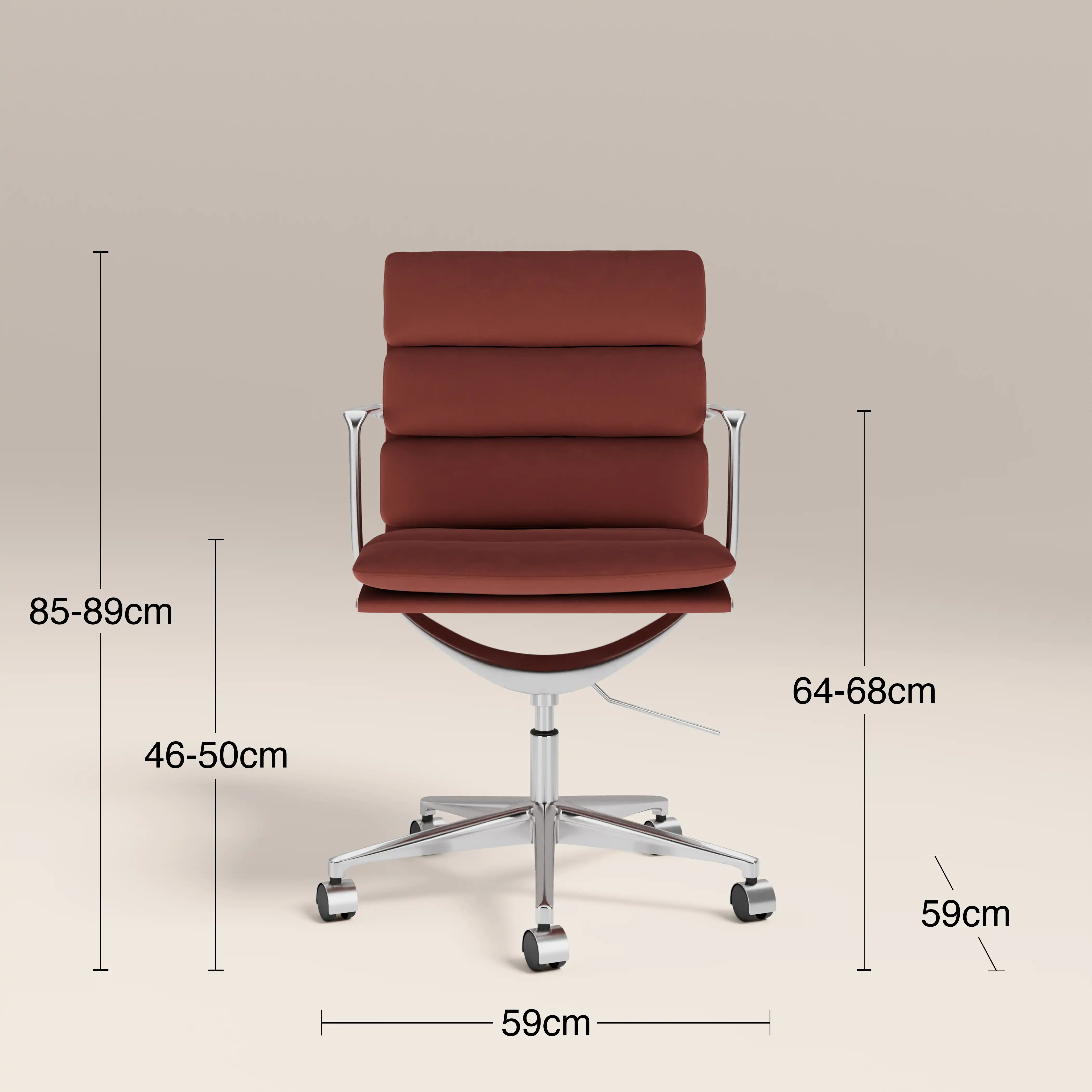 Urma Office Chair | Rust Red Sustainable Velvet & Chrome - Image 7