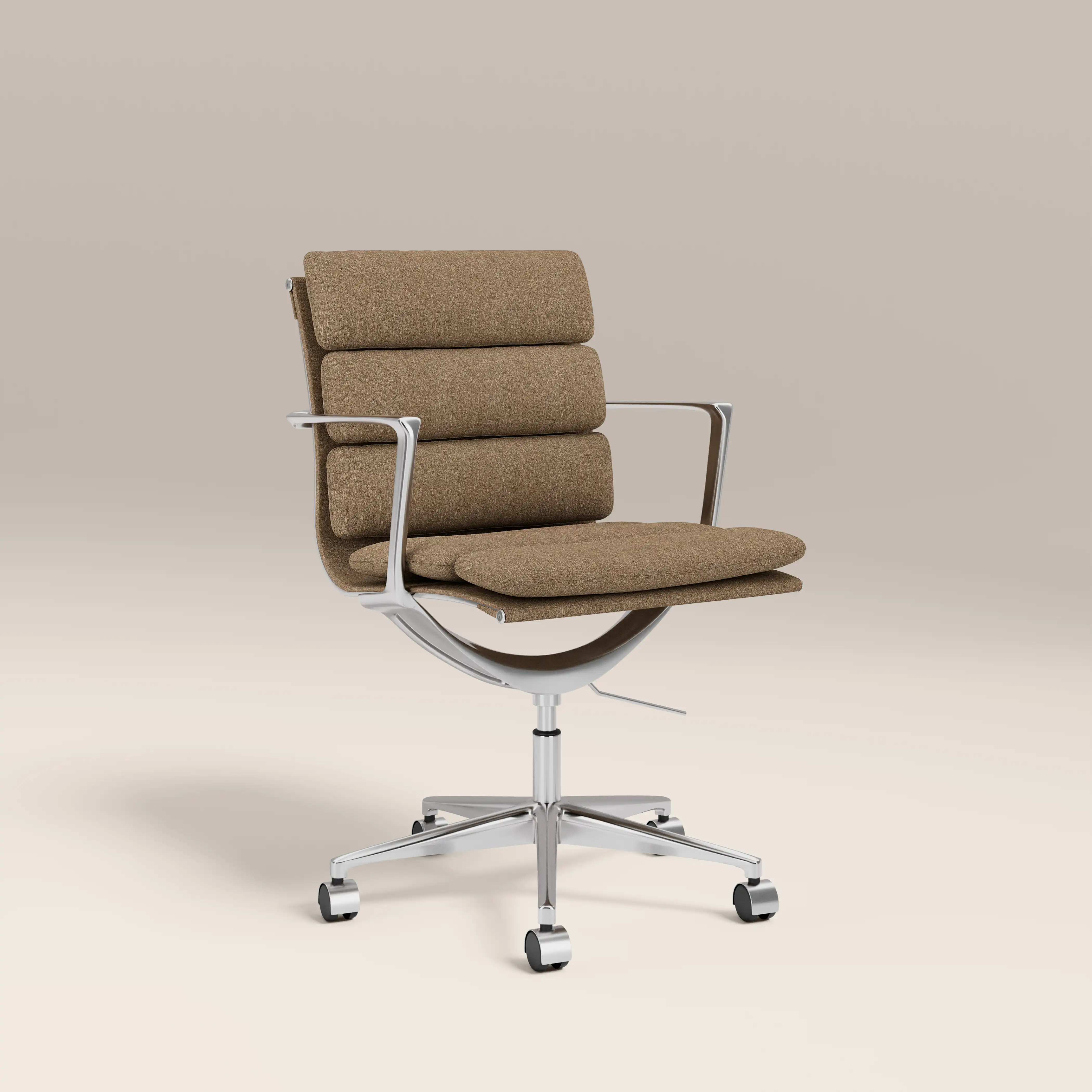 Urma Office Chair | Speckled Cappuccino Boucle & Chrome - Image 2