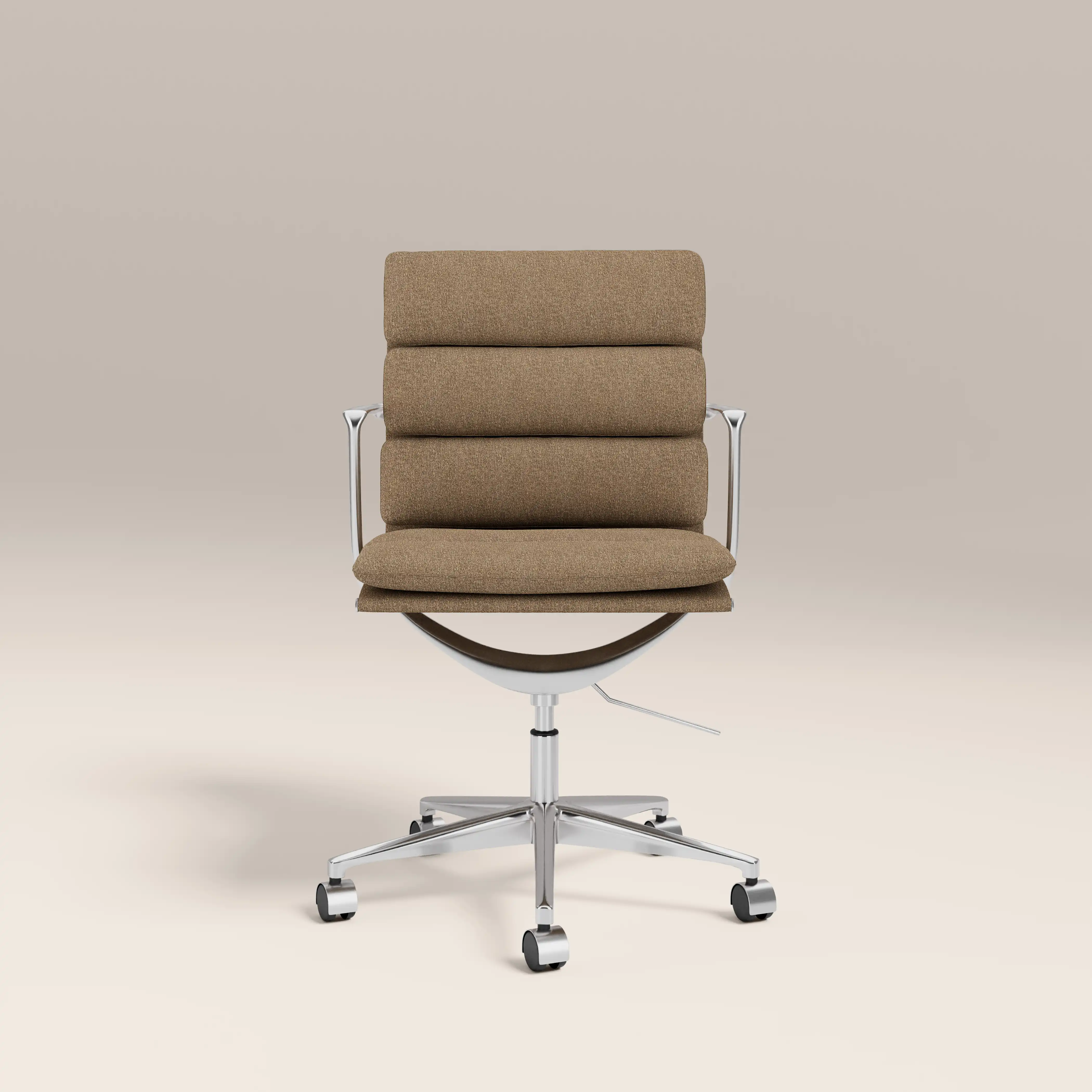 Urma Office Chair | Speckled Cappuccino Boucle & Chrome - Image 3