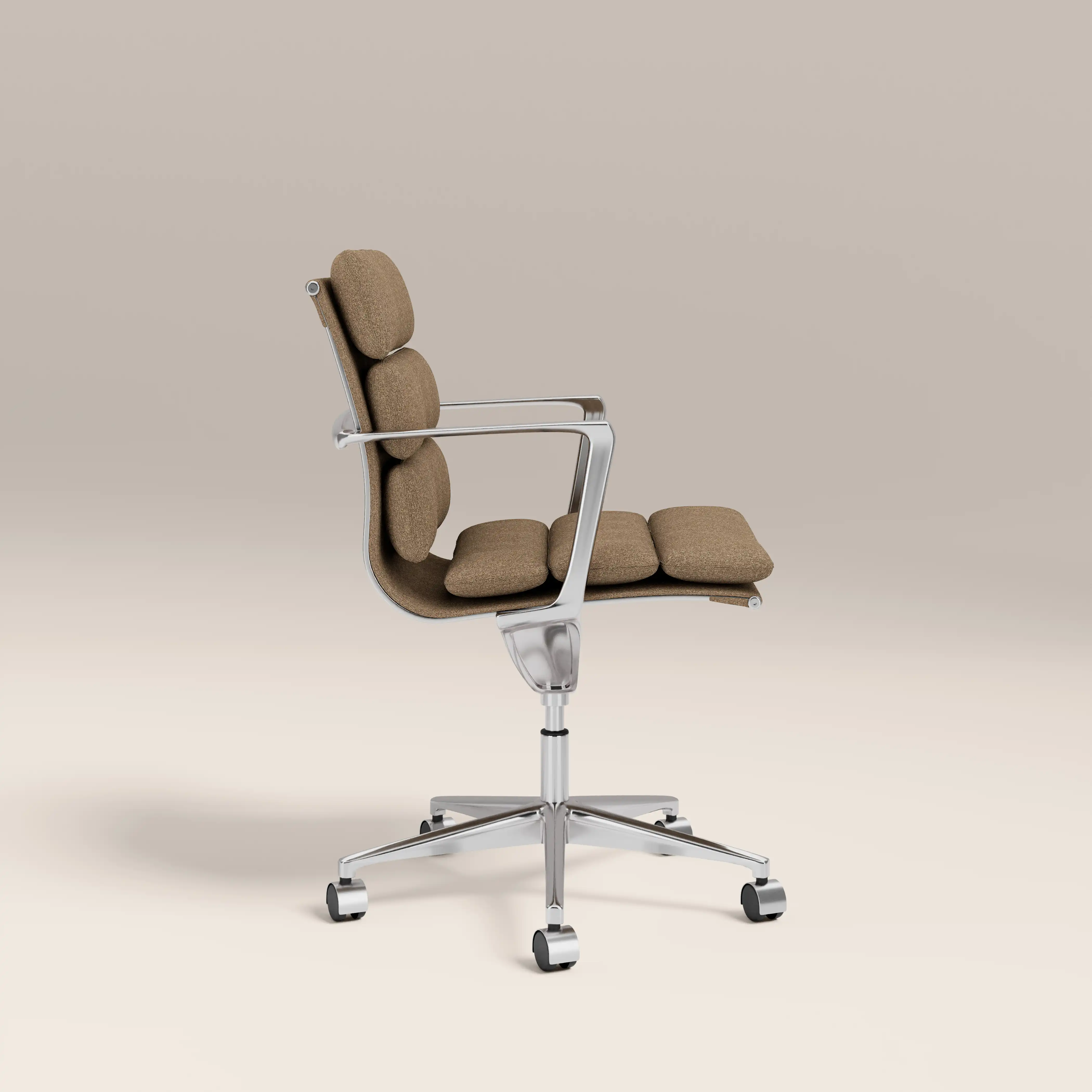 Urma Office Chair | Speckled Cappuccino Boucle & Chrome - Image 5