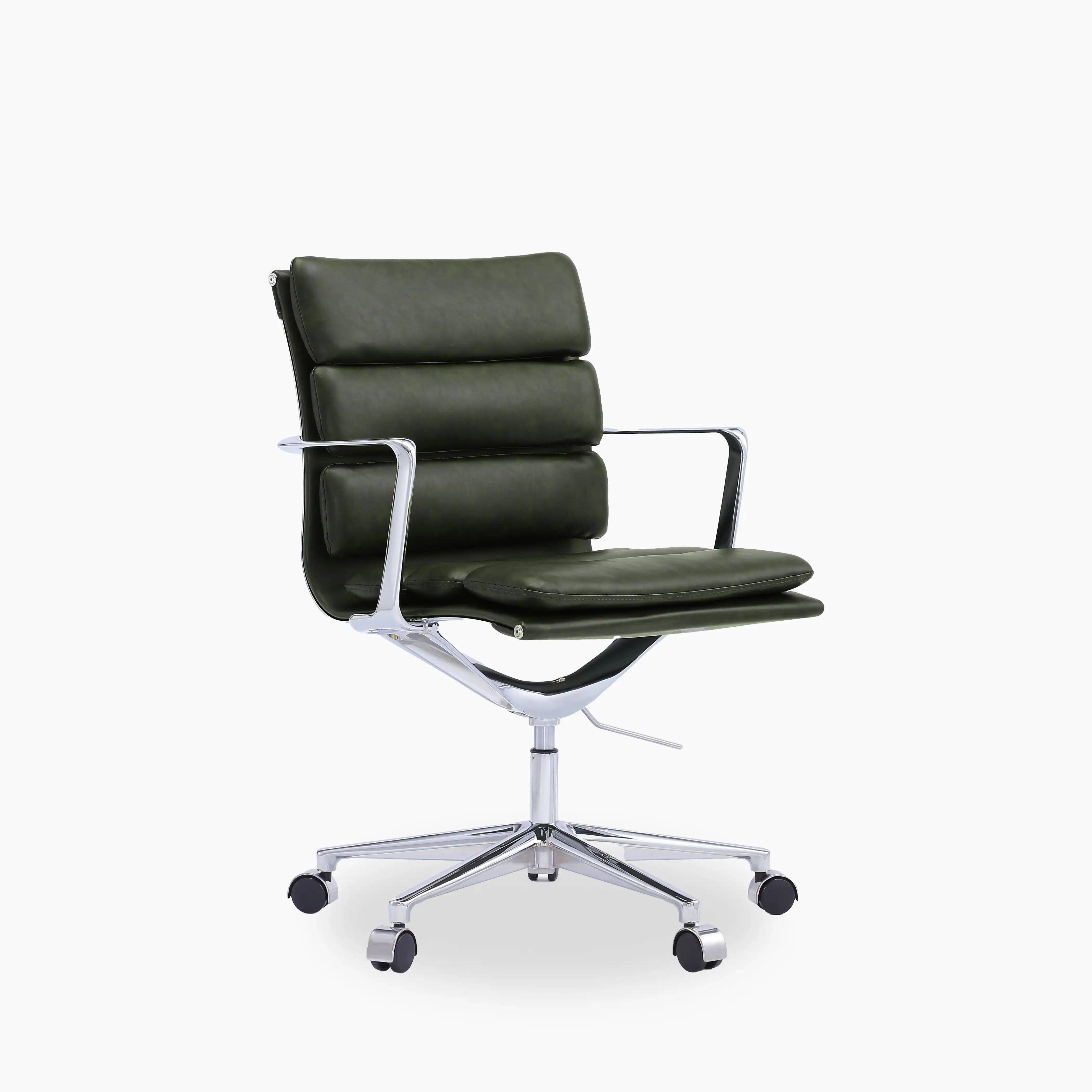 Urma Office Chair | Vintage Green Faux Leather & Chrome - Image 2