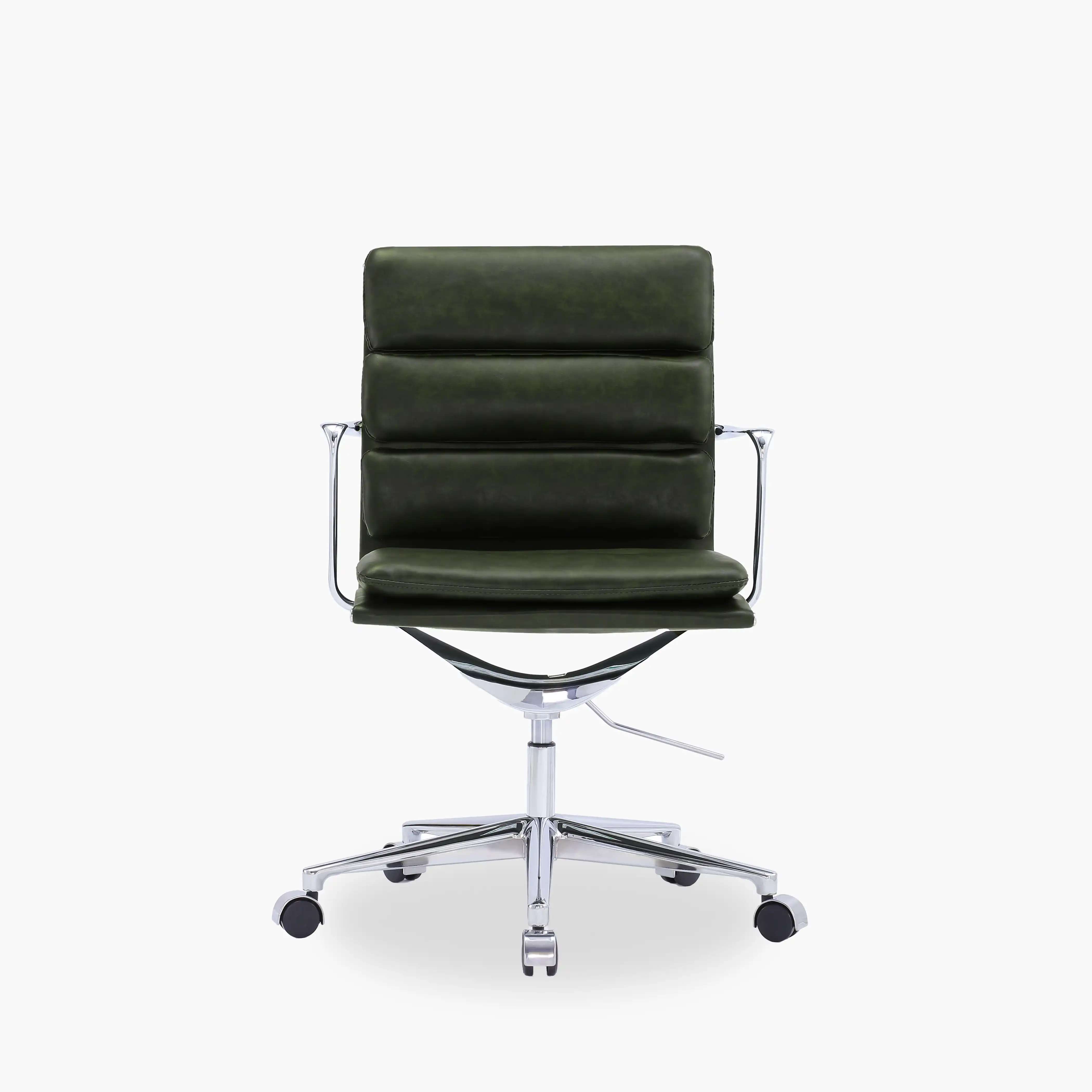 Urma Office Chair | Vintage Green Faux Leather & Chrome - Image 3