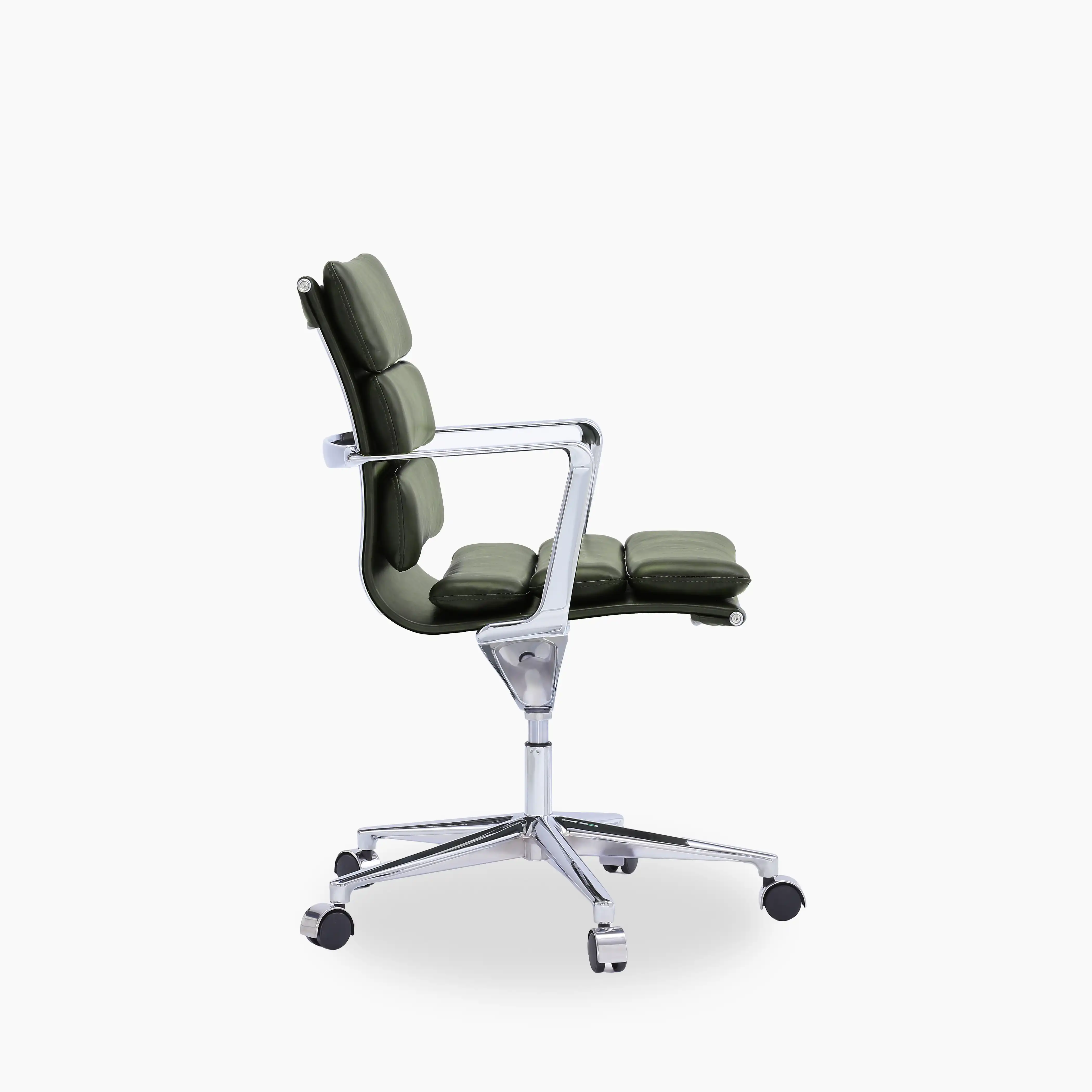Urma Office Chair | Vintage Green Faux Leather & Chrome - Image 4