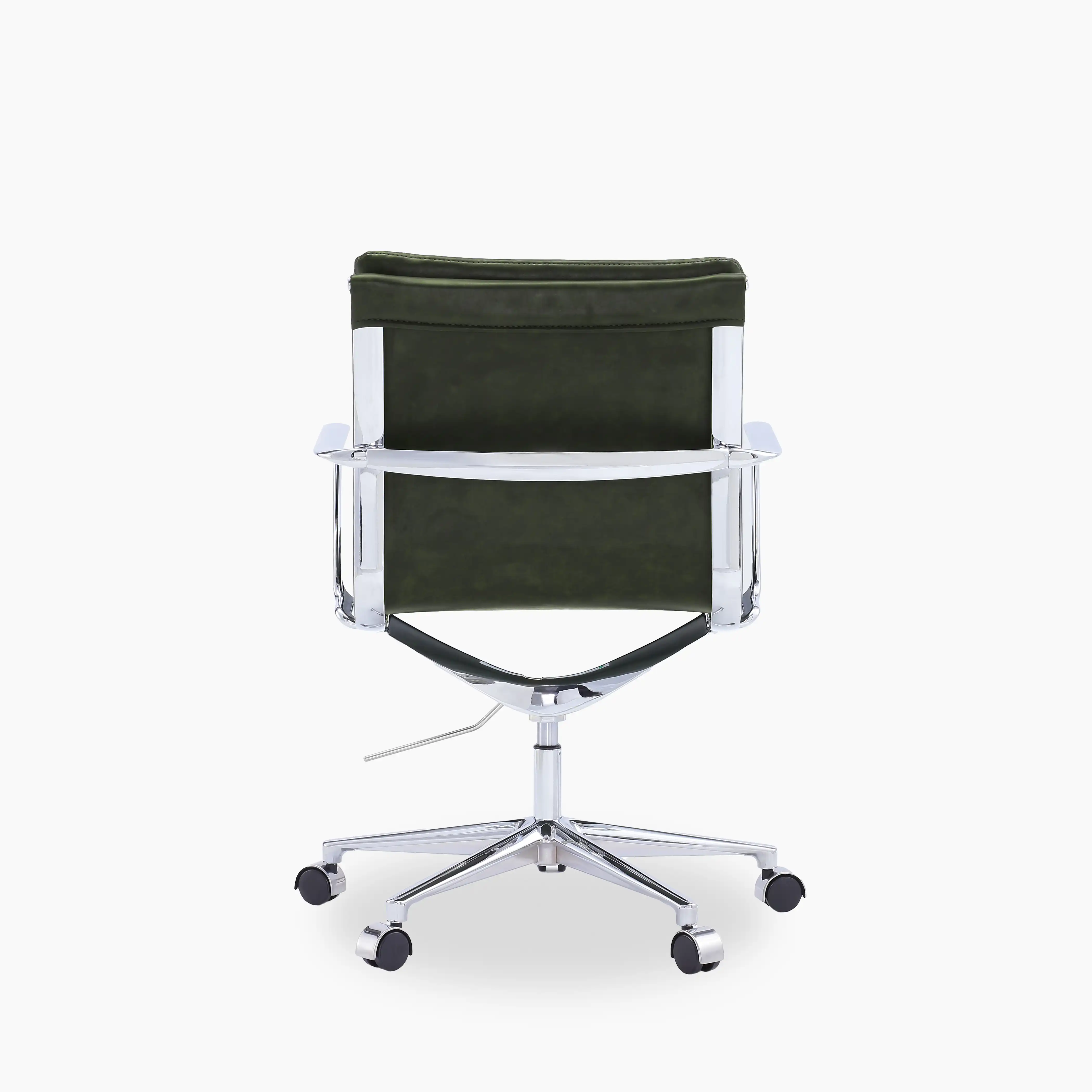 Urma Office Chair | Vintage Green Faux Leather & Chrome - Image 6