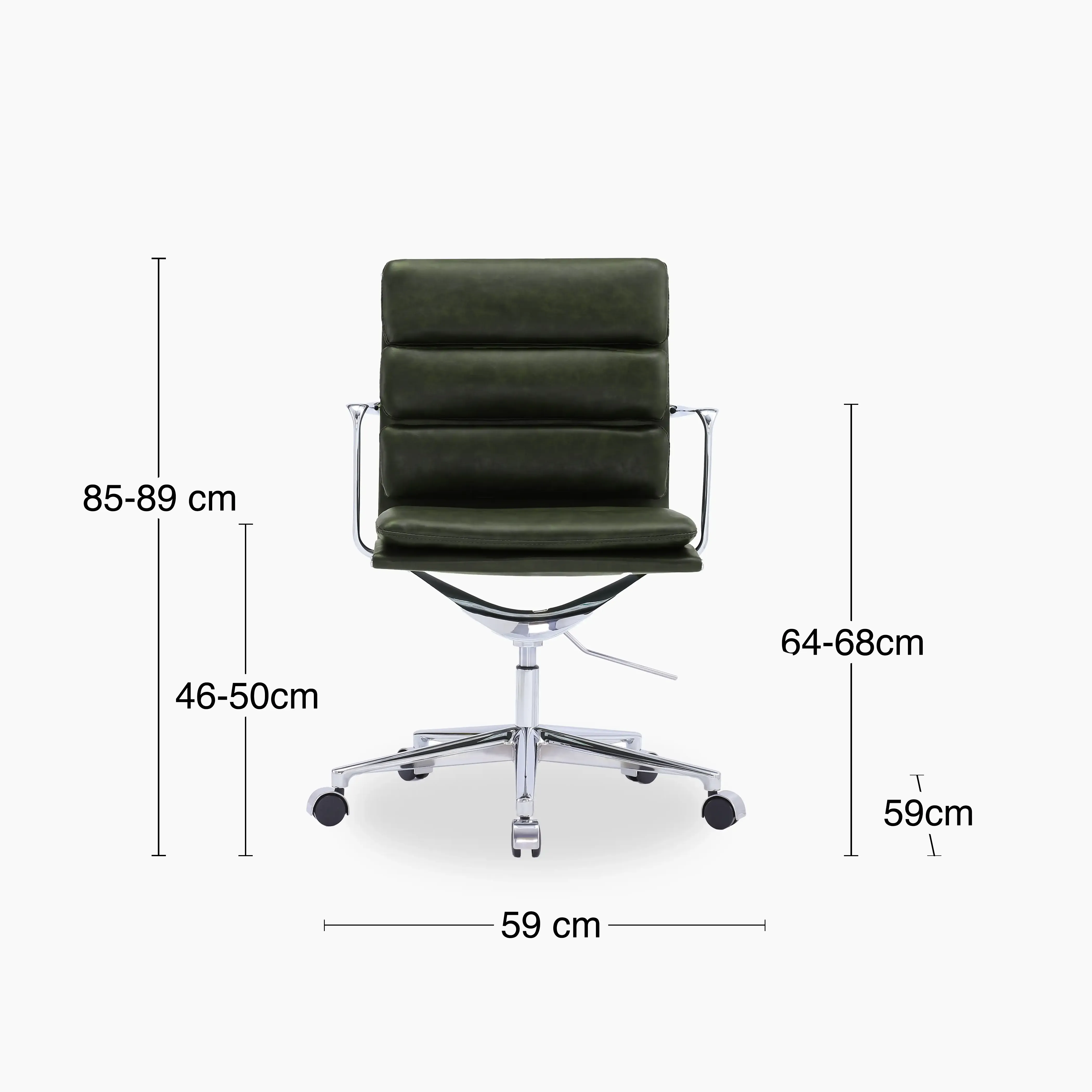 Urma Office Chair | Vintage Green Faux Leather & Chrome - Image 7