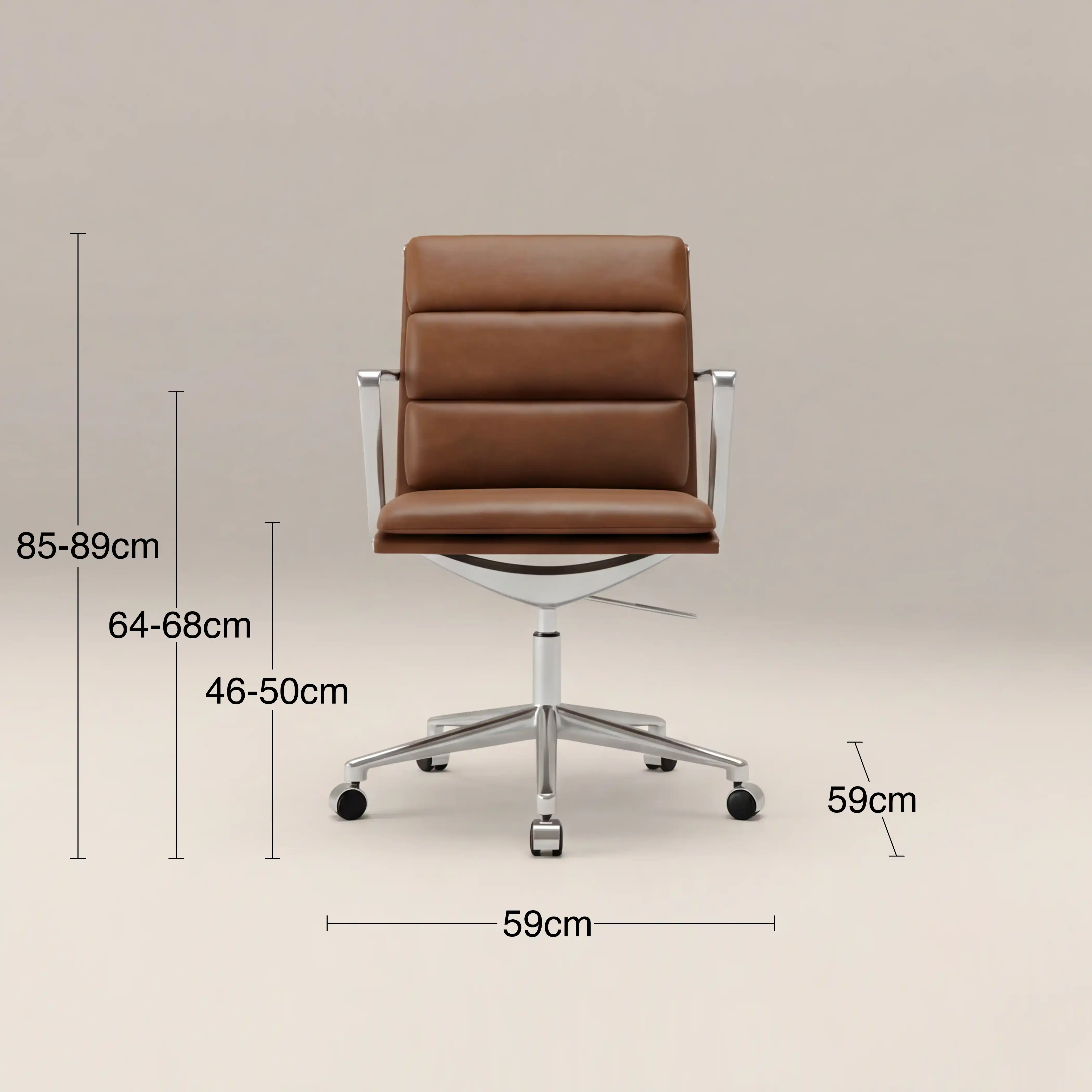 Urma Office Chair | Vintage Tan Faux Leather & Chrome - Image 7