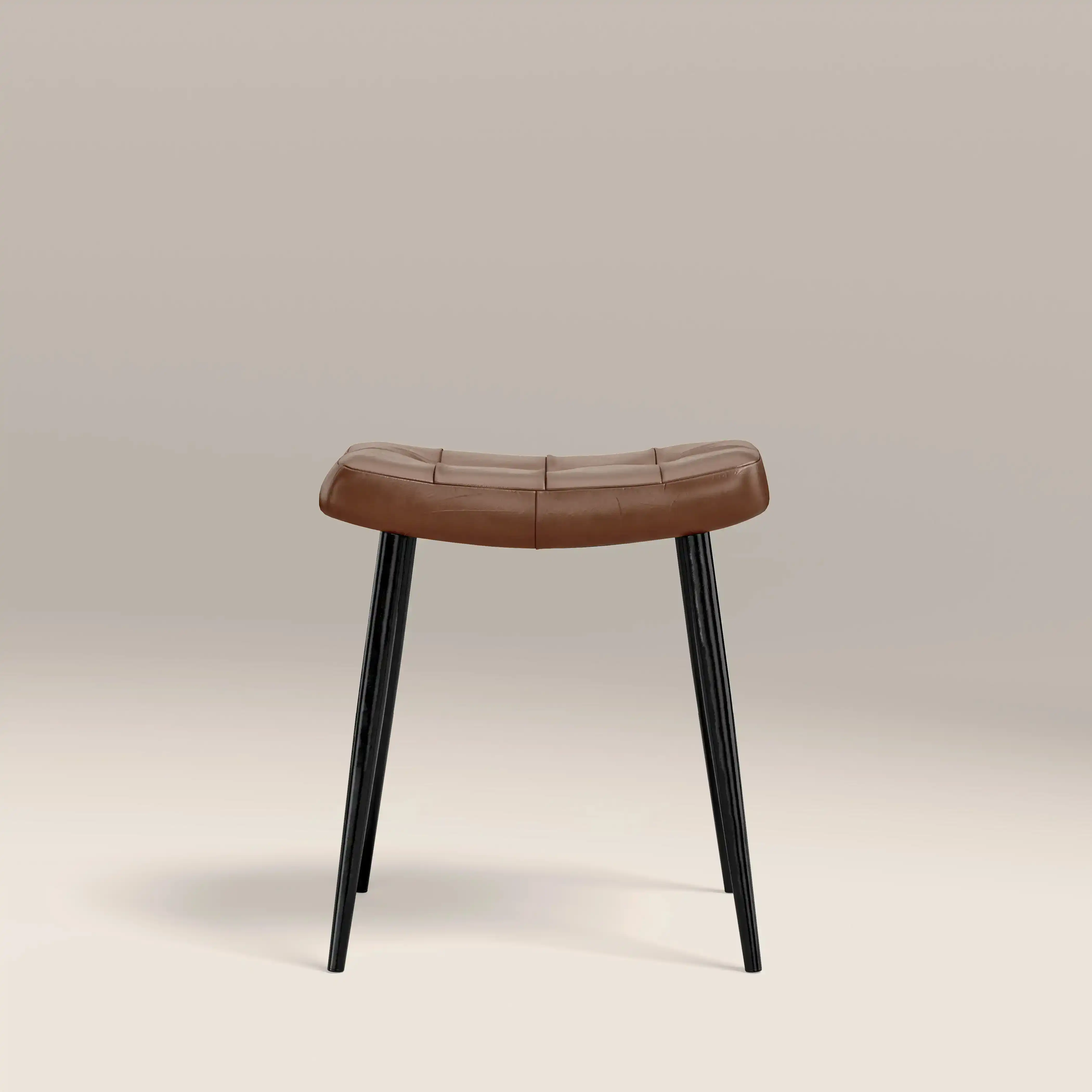 Utah Low Stool | Tan Faux Leather & Black - Image 2