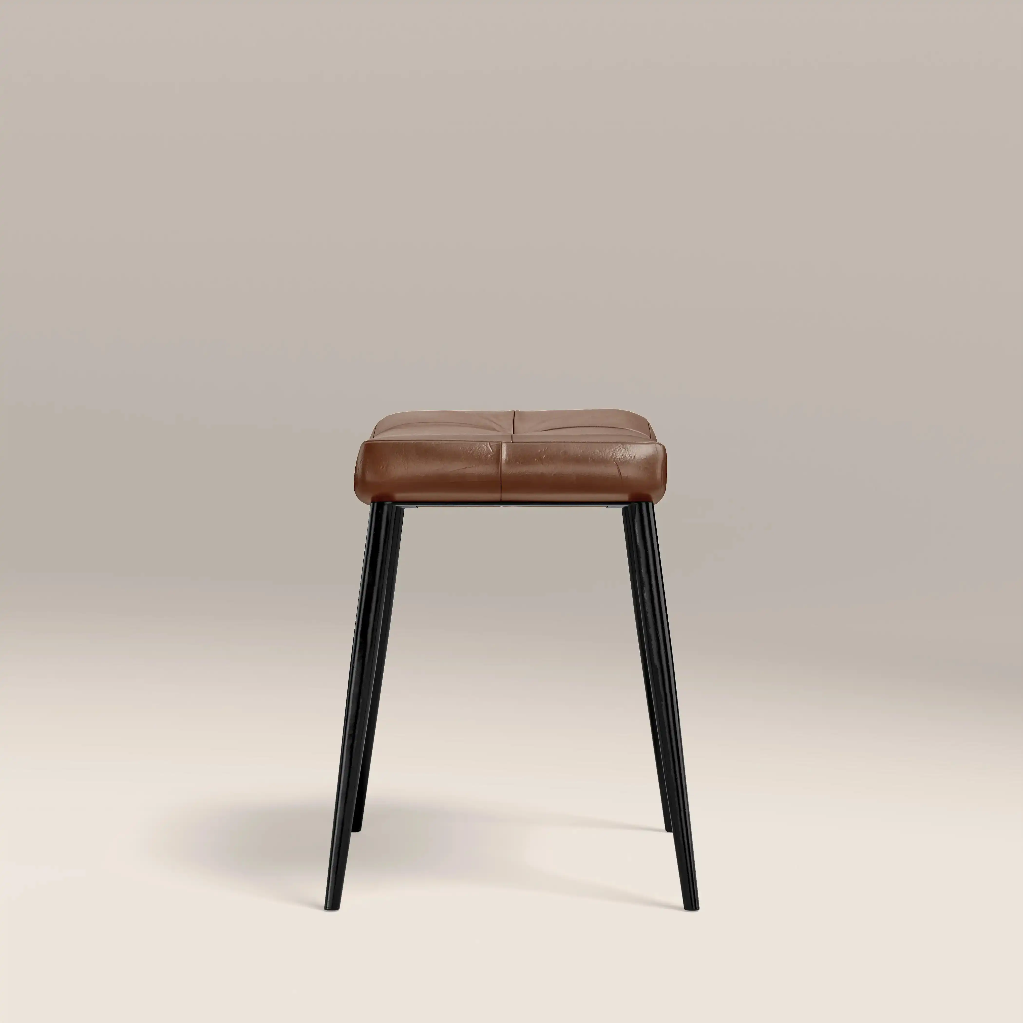 Utah Low Stool | Tan Faux Leather & Black - Image 4