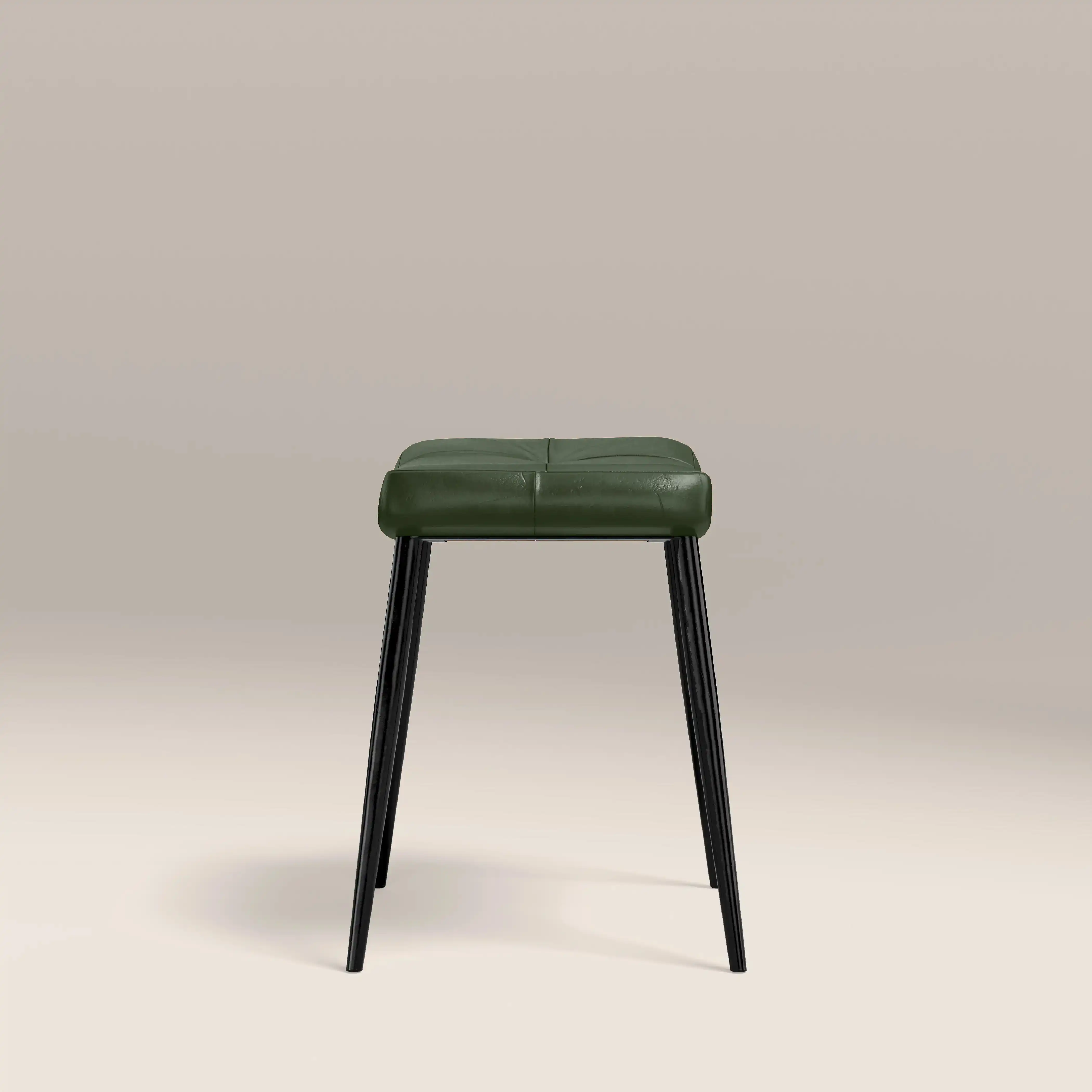 Utah Low Stool | Vintage Green Faux Leather & Black - Image 4